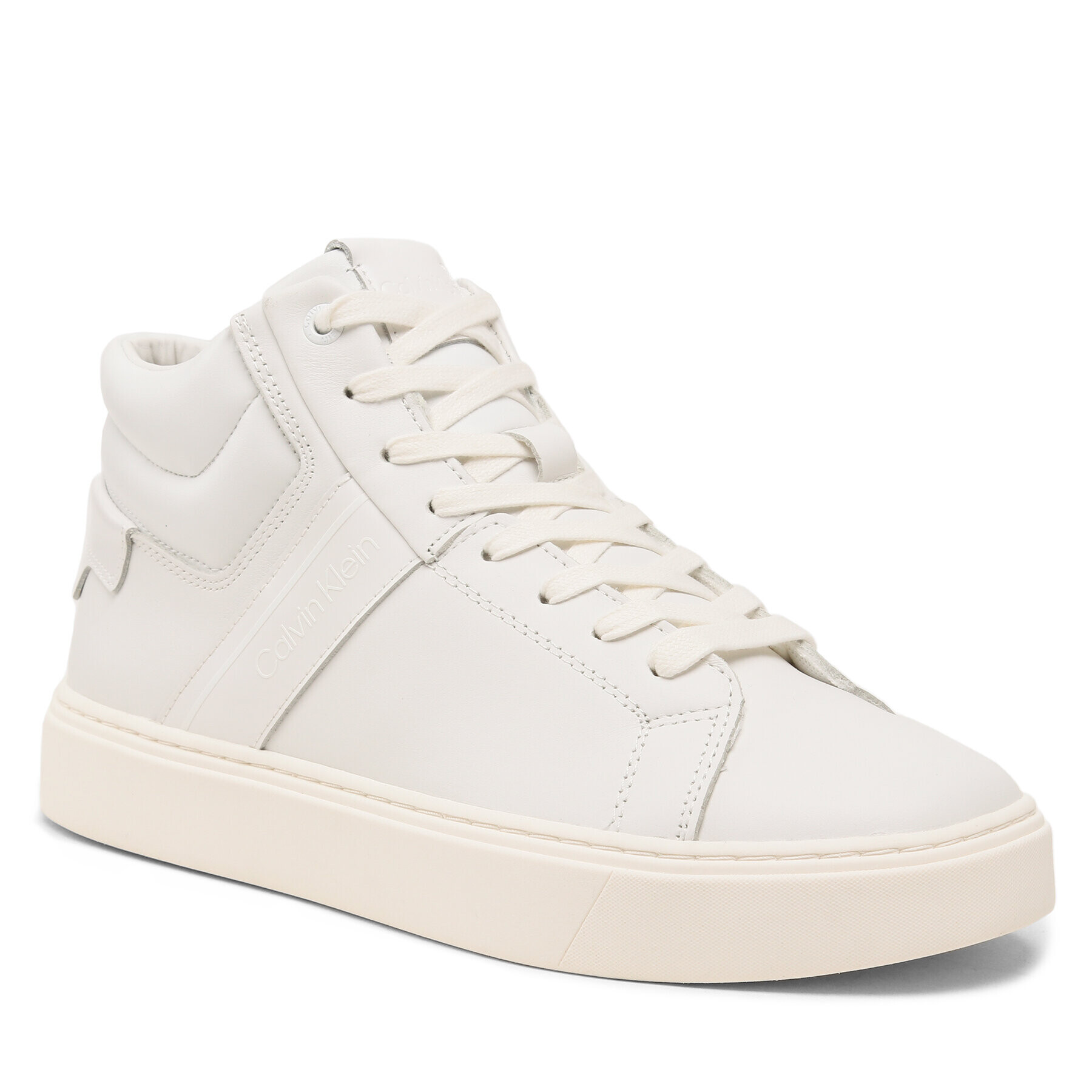 Calvin Klein Сникърси High Top Lace Up Lth HM0HM01057 Бял - Pepit.bg