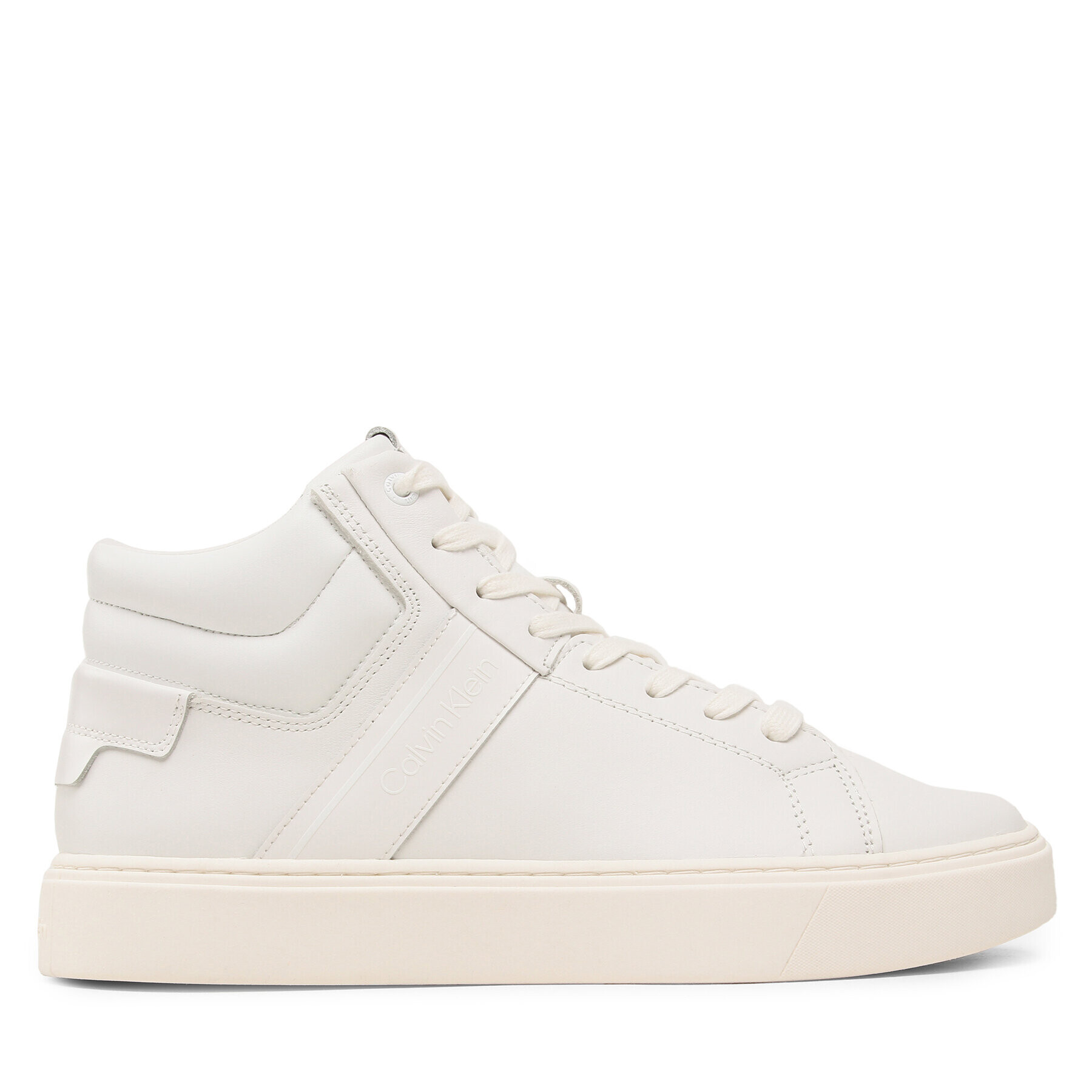 Calvin Klein Сникърси High Top Lace Up Lth HM0HM01057 Бял - Pepit.bg