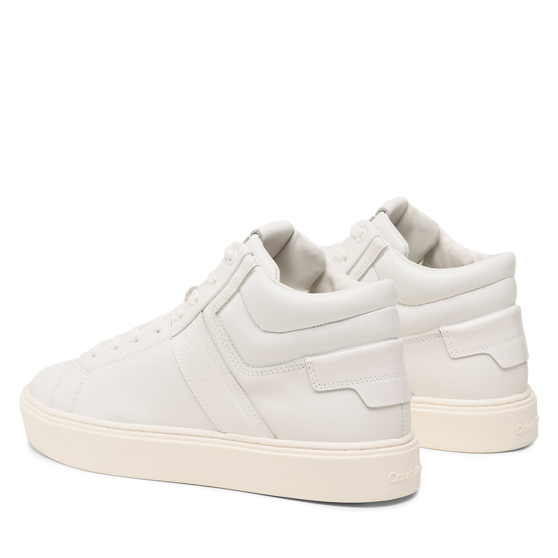 Calvin Klein Сникърси High Top Lace Up Lth HM0HM01057 Бял - Pepit.bg