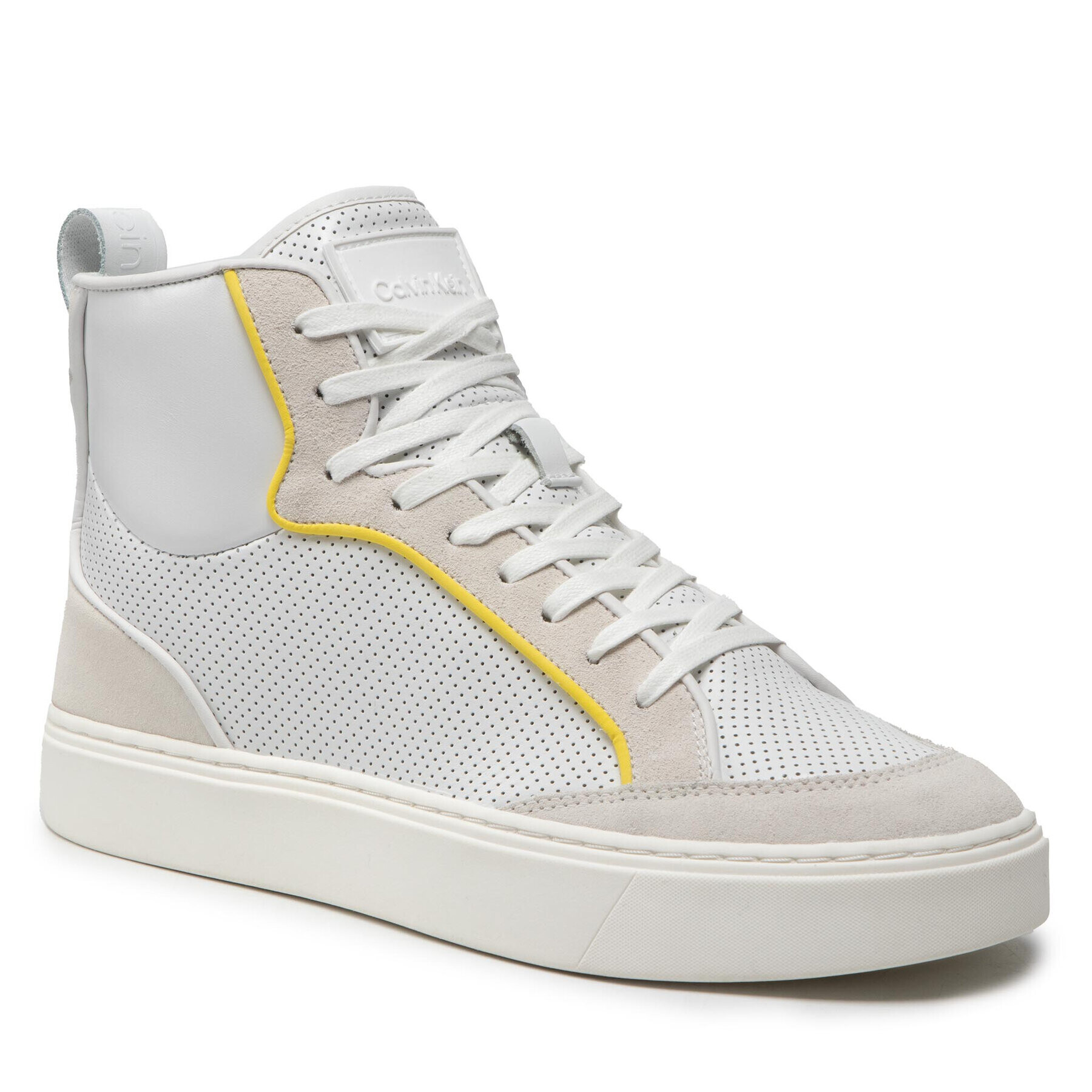 Calvin Klein Сникърси High Top Lace Up Perf HM0HM00338 Бял - Pepit.bg