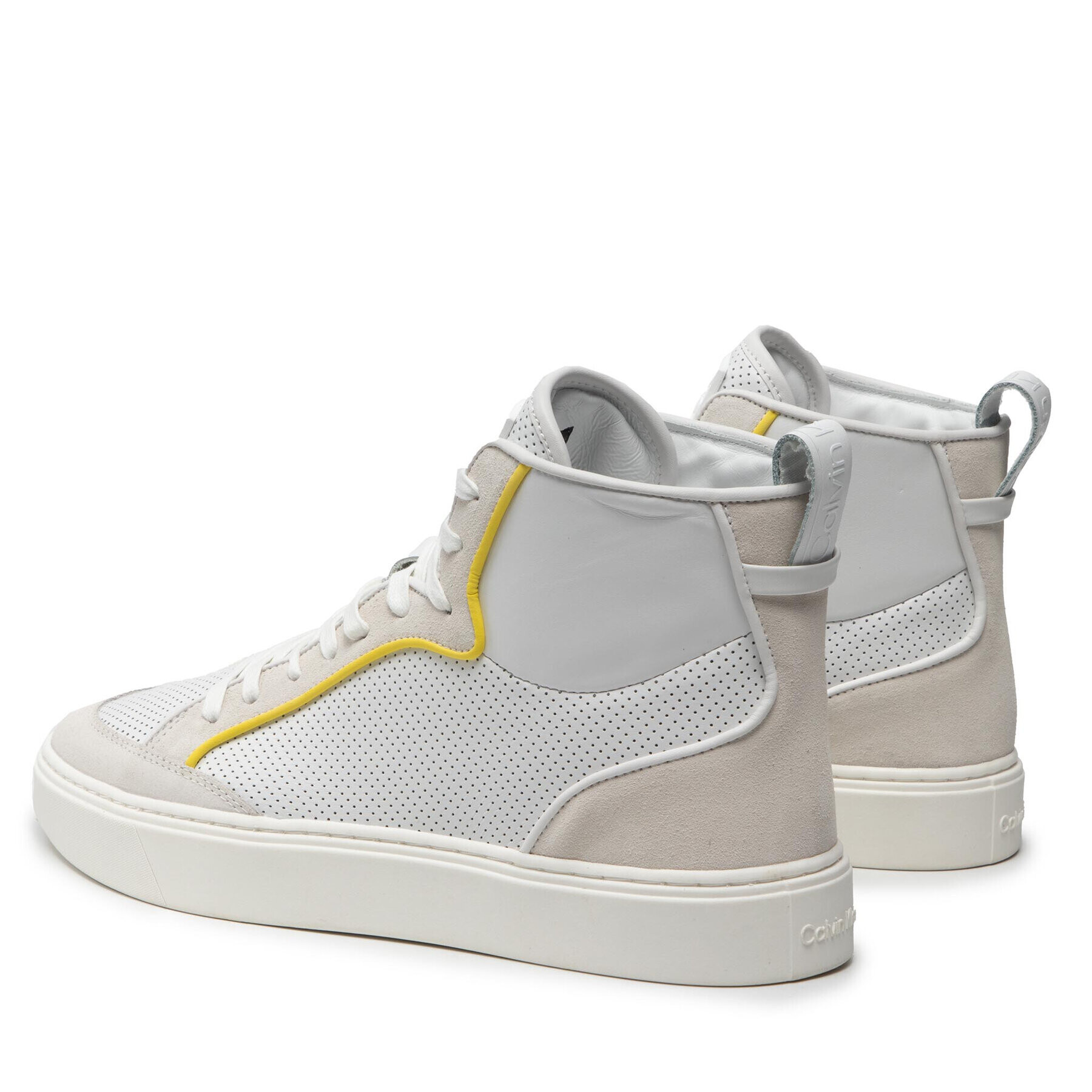 Calvin Klein Сникърси High Top Lace Up Perf HM0HM00338 Бял - Pepit.bg