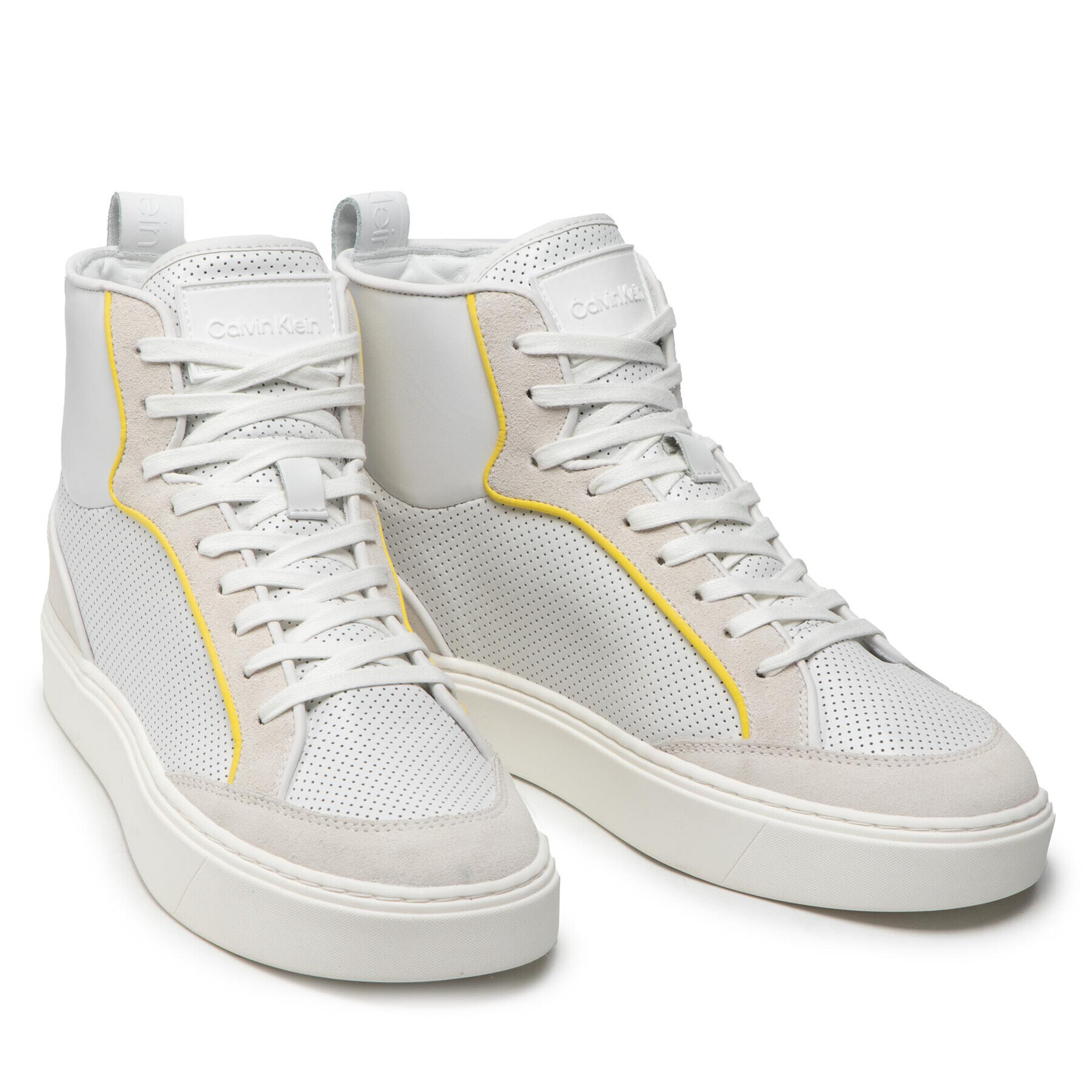 Calvin Klein Сникърси High Top Lace Up Perf HM0HM00338 Бял - Pepit.bg