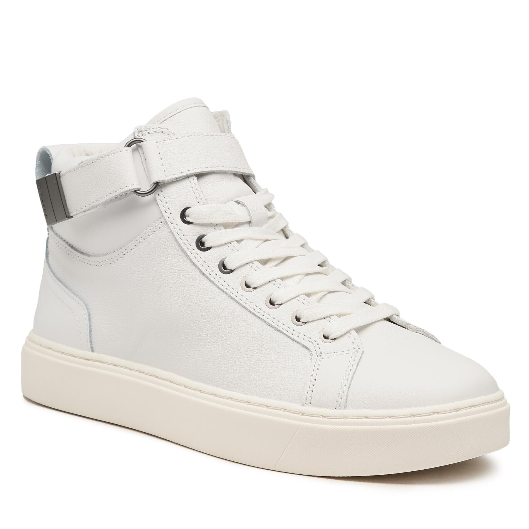 Calvin Klein Сникърси High Top Lace Up W/Plaque HM0HM00973 Бял - Pepit.bg