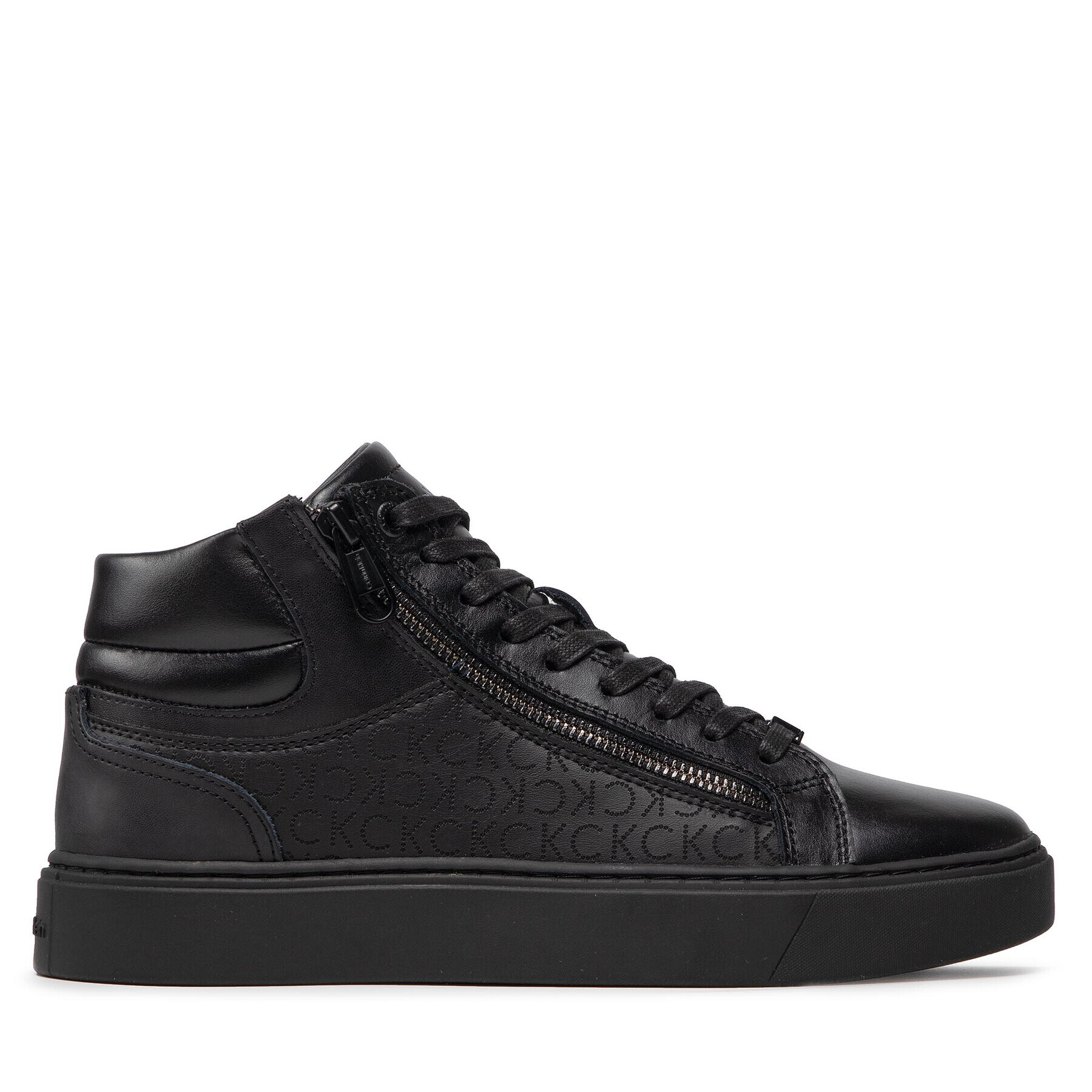 Calvin Klein Сникърси High Top Lace Up W/Zip Mono HM0HM00283 Черен - Pepit.bg