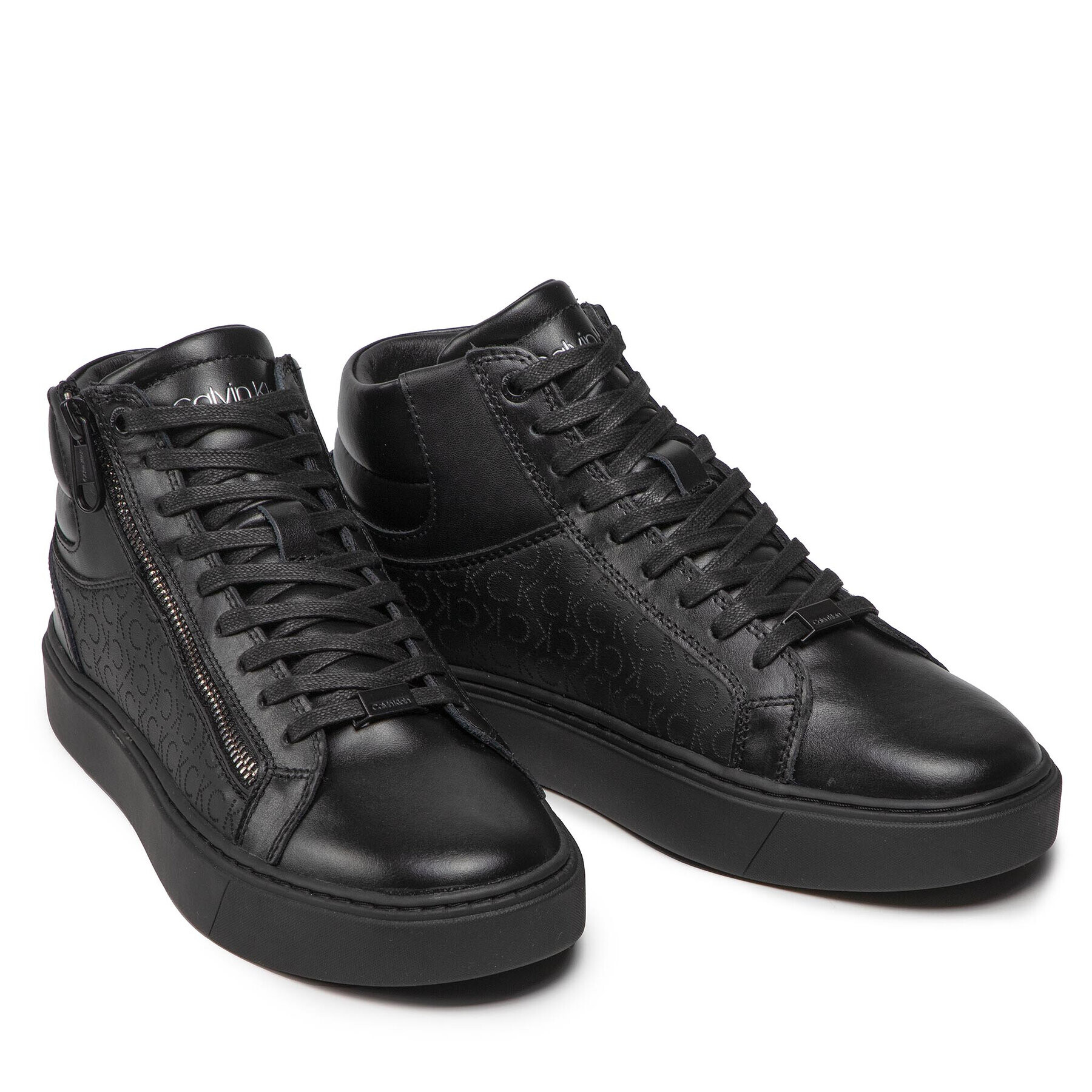 Calvin Klein Сникърси High Top Lace Up W/Zip Mono HM0HM00283 Черен - Pepit.bg