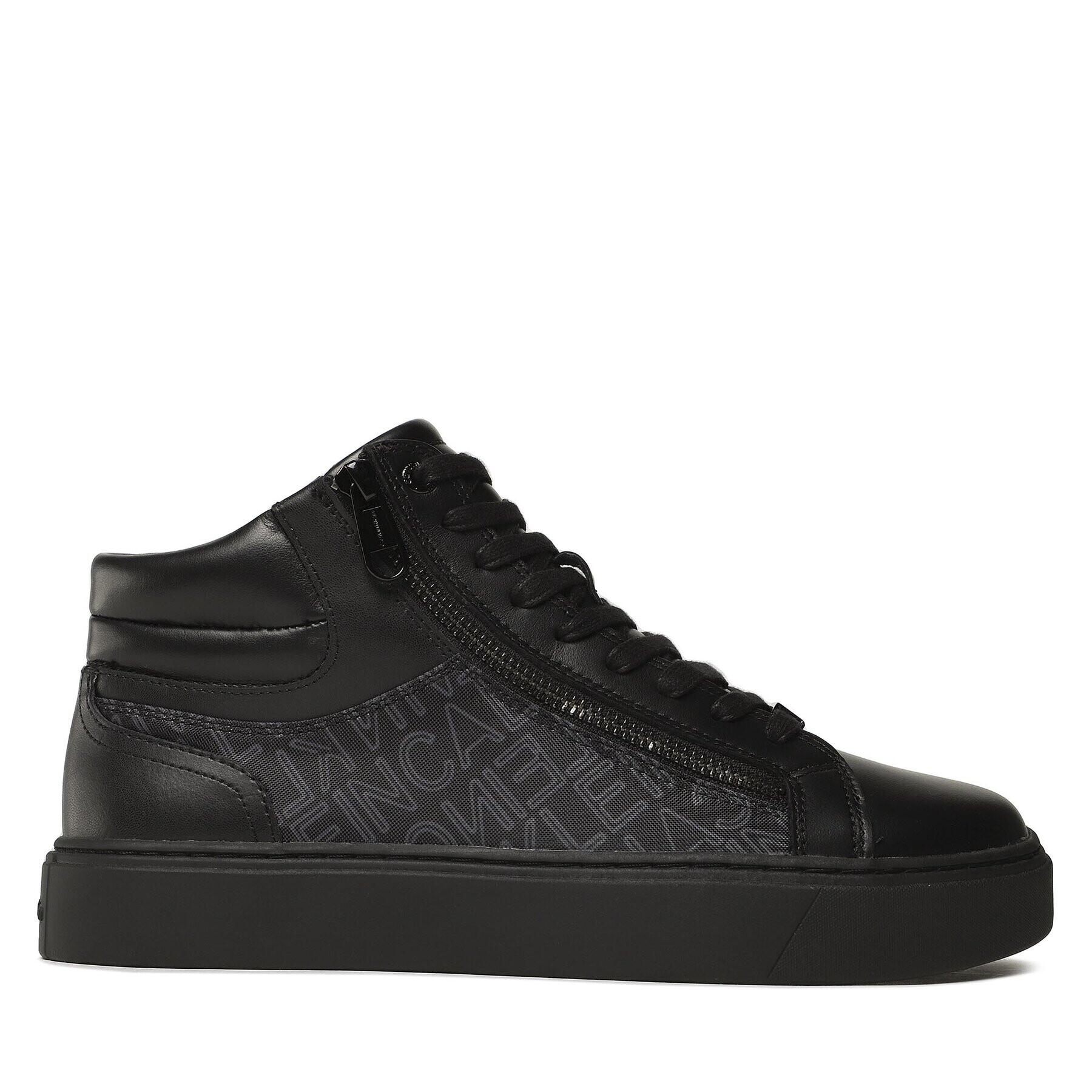 Calvin Klein Сникърси High Top Lace Up W/Zip Mono HM0HM01046 Черен - Pepit.bg