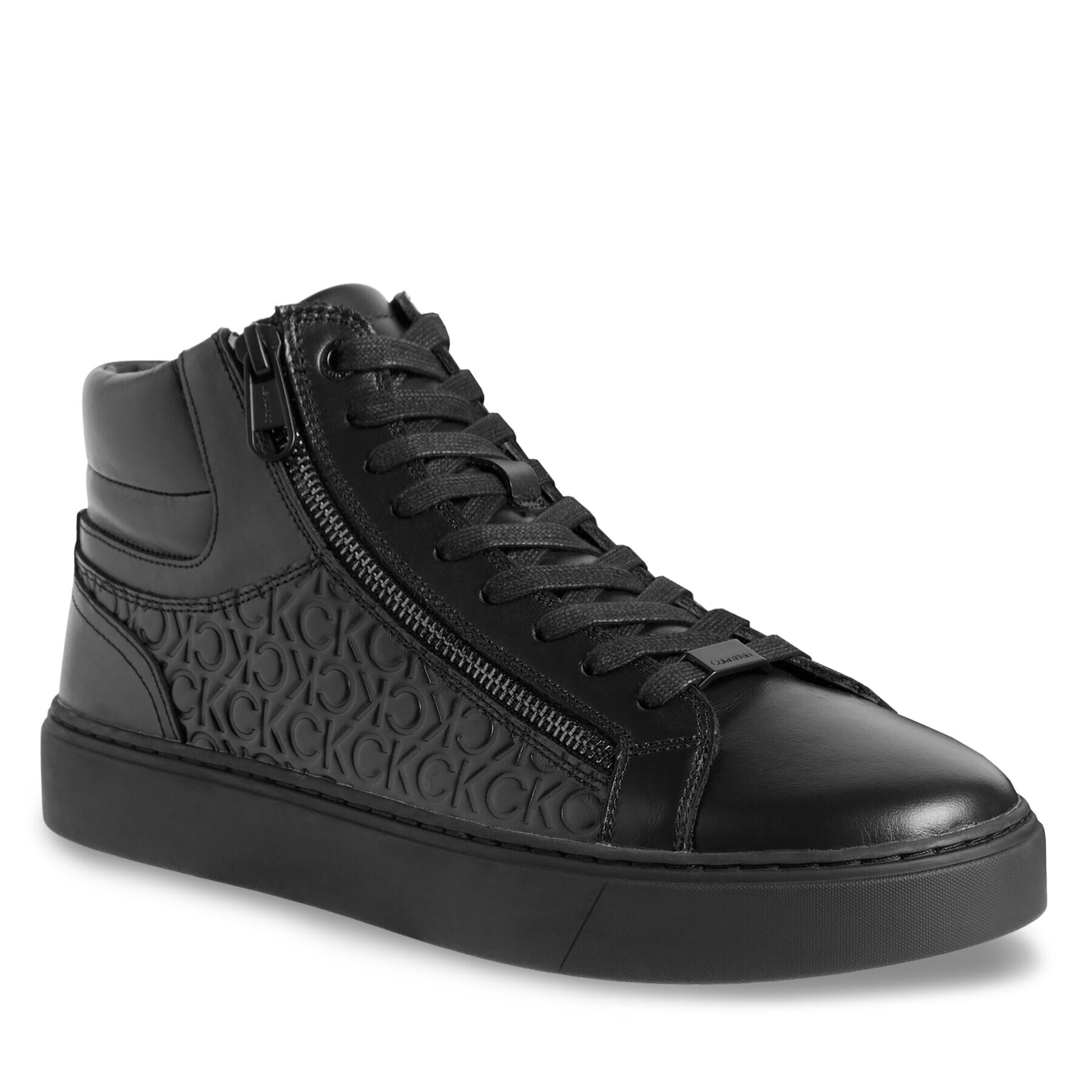 Calvin Klein Сникърси High Top Lace Up W/Zip Mono HM0HM01180 Черен - Pepit.bg