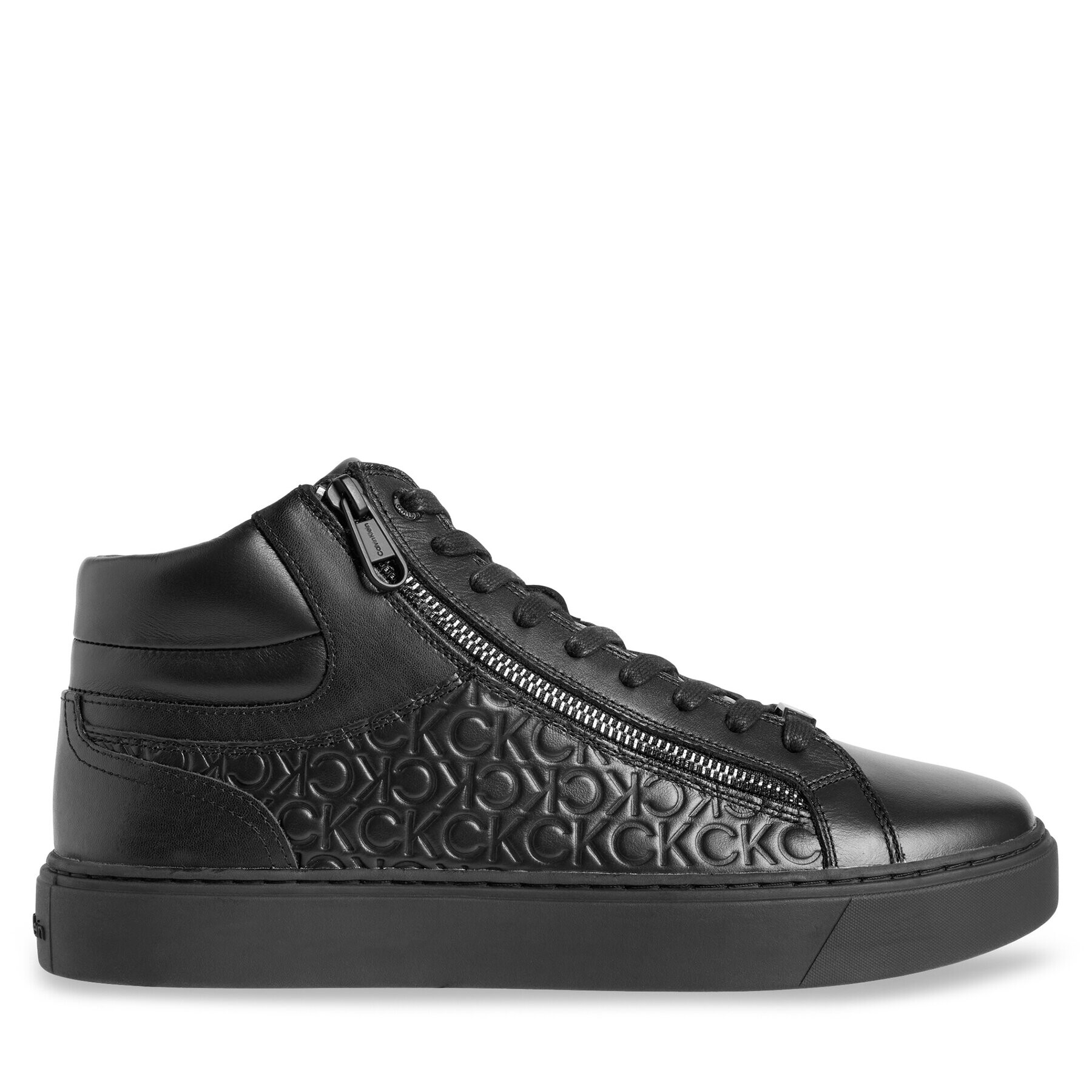 Calvin Klein Сникърси High Top Lace Up W/Zip Mono HM0HM01180 Черен - Pepit.bg