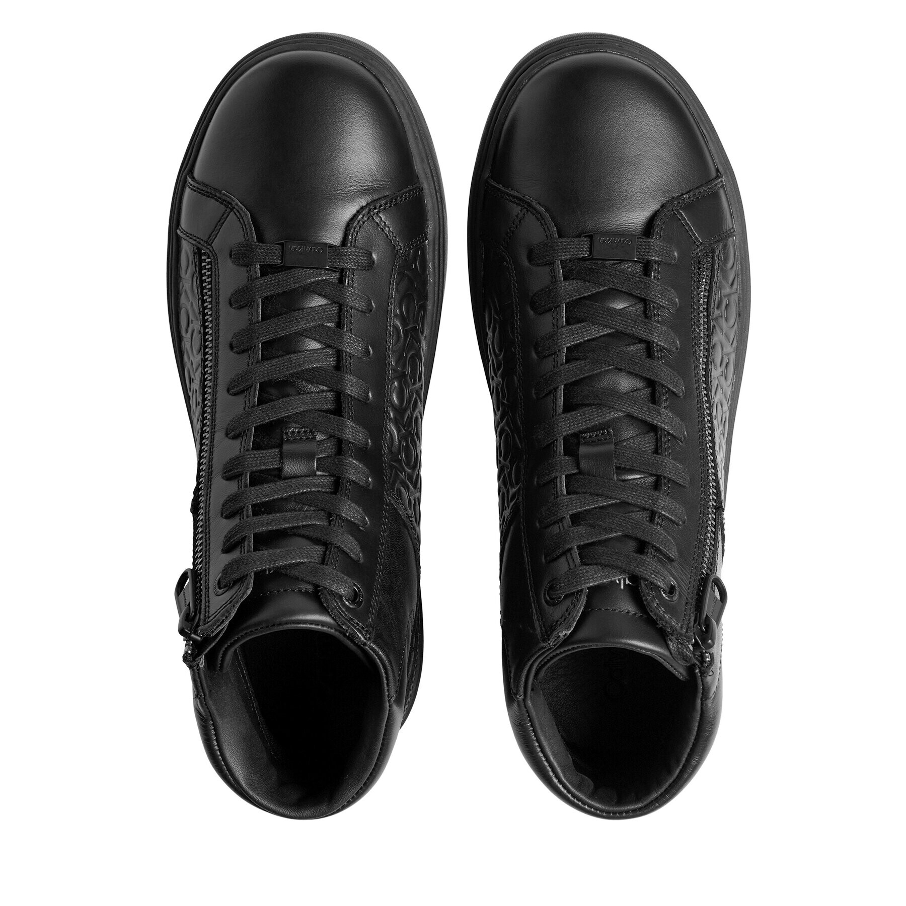 Calvin Klein Сникърси High Top Lace Up W/Zip Mono HM0HM01180 Черен - Pepit.bg