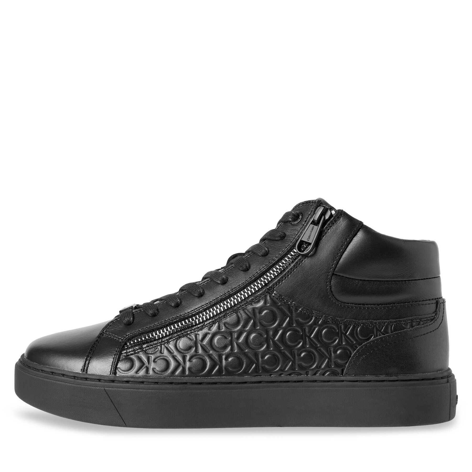 Calvin Klein Сникърси High Top Lace Up W/Zip Mono HM0HM01180 Черен - Pepit.bg