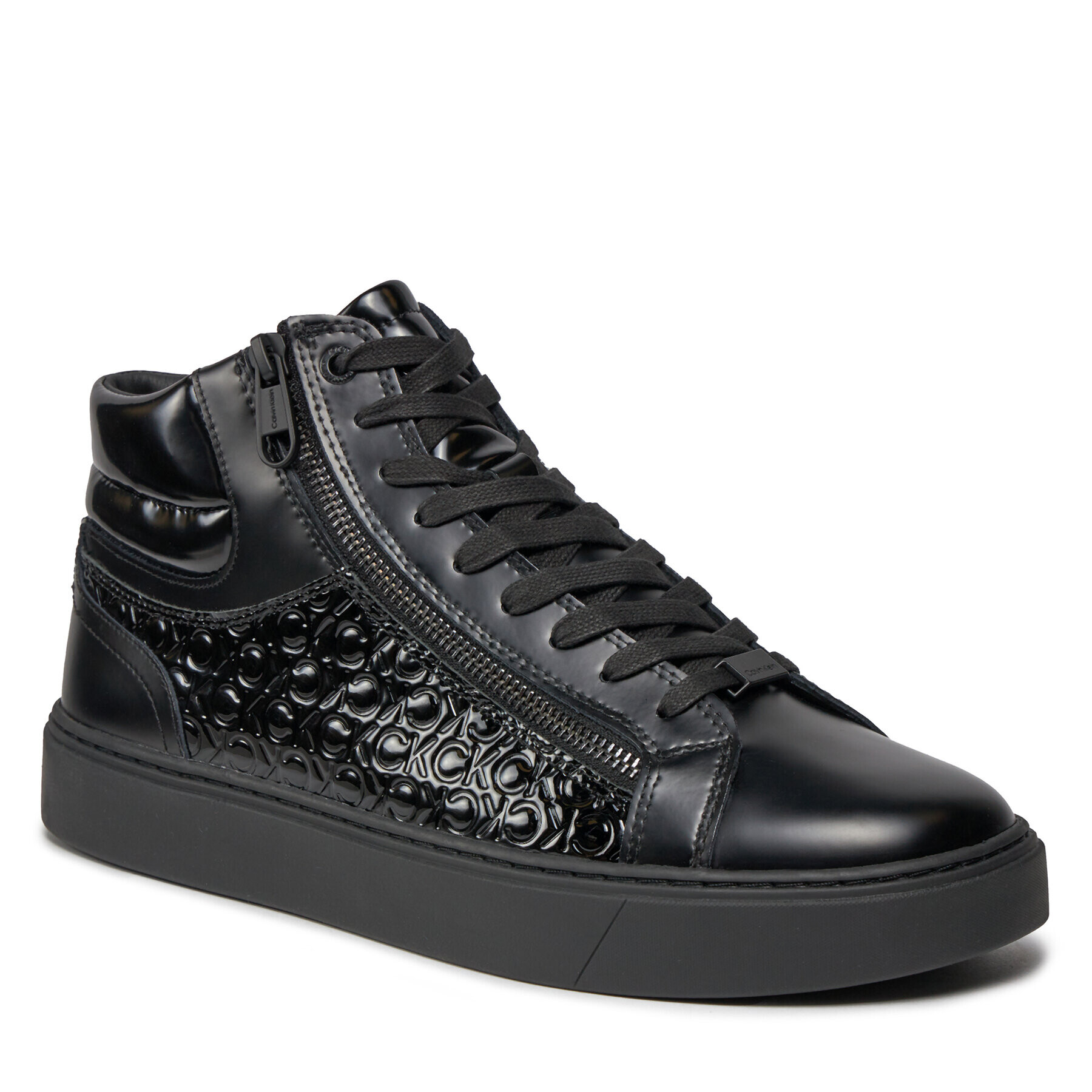 Calvin Klein Сникърси High Top Lace Up W/Zip Mono HM0HM01276 Черен - Pepit.bg