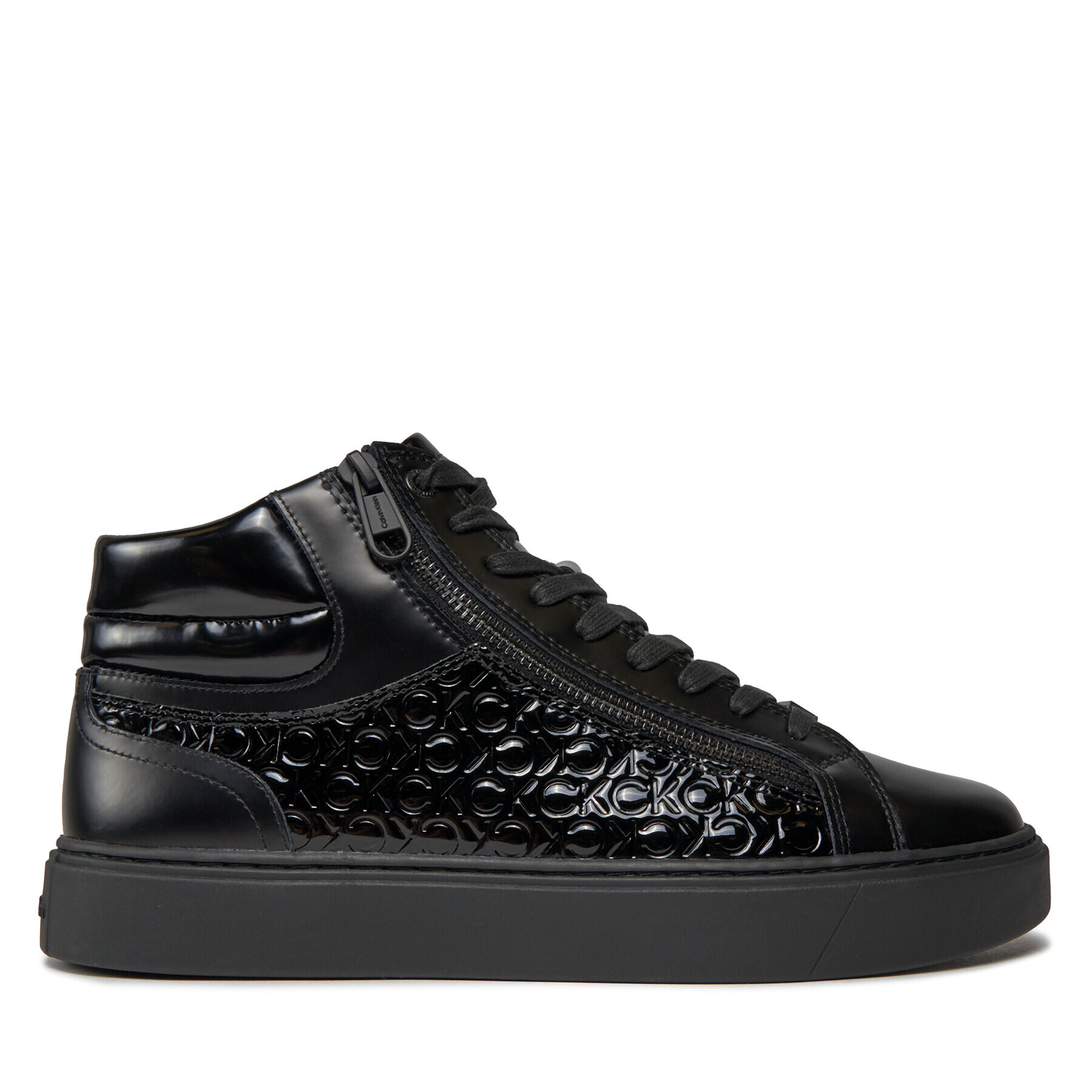 Calvin Klein Сникърси High Top Lace Up W/Zip Mono HM0HM01276 Черен - Pepit.bg