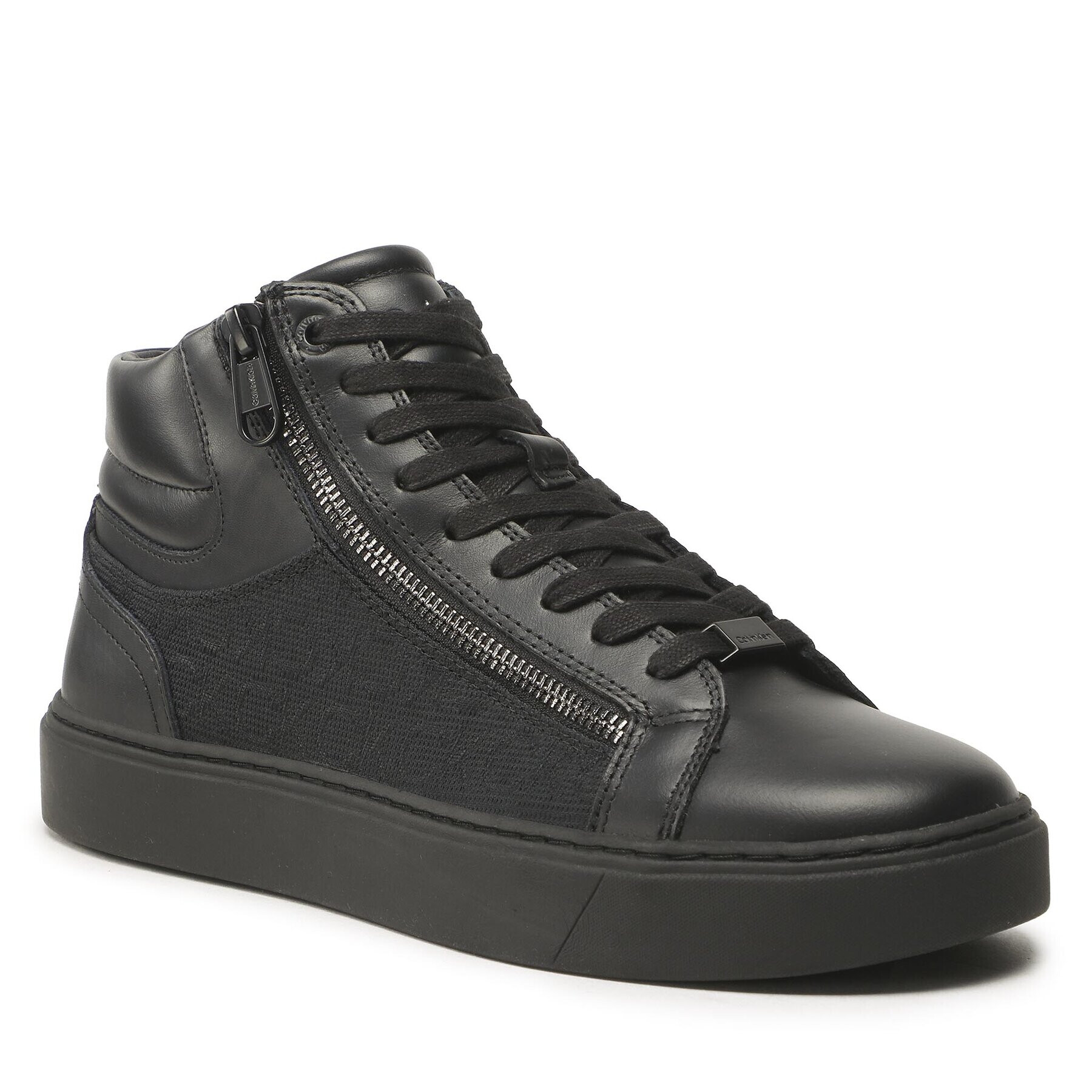 Calvin Klein Сникърси High Top Lace Up W/Zip Mono Jq HM0HM01014 Черен - Pepit.bg