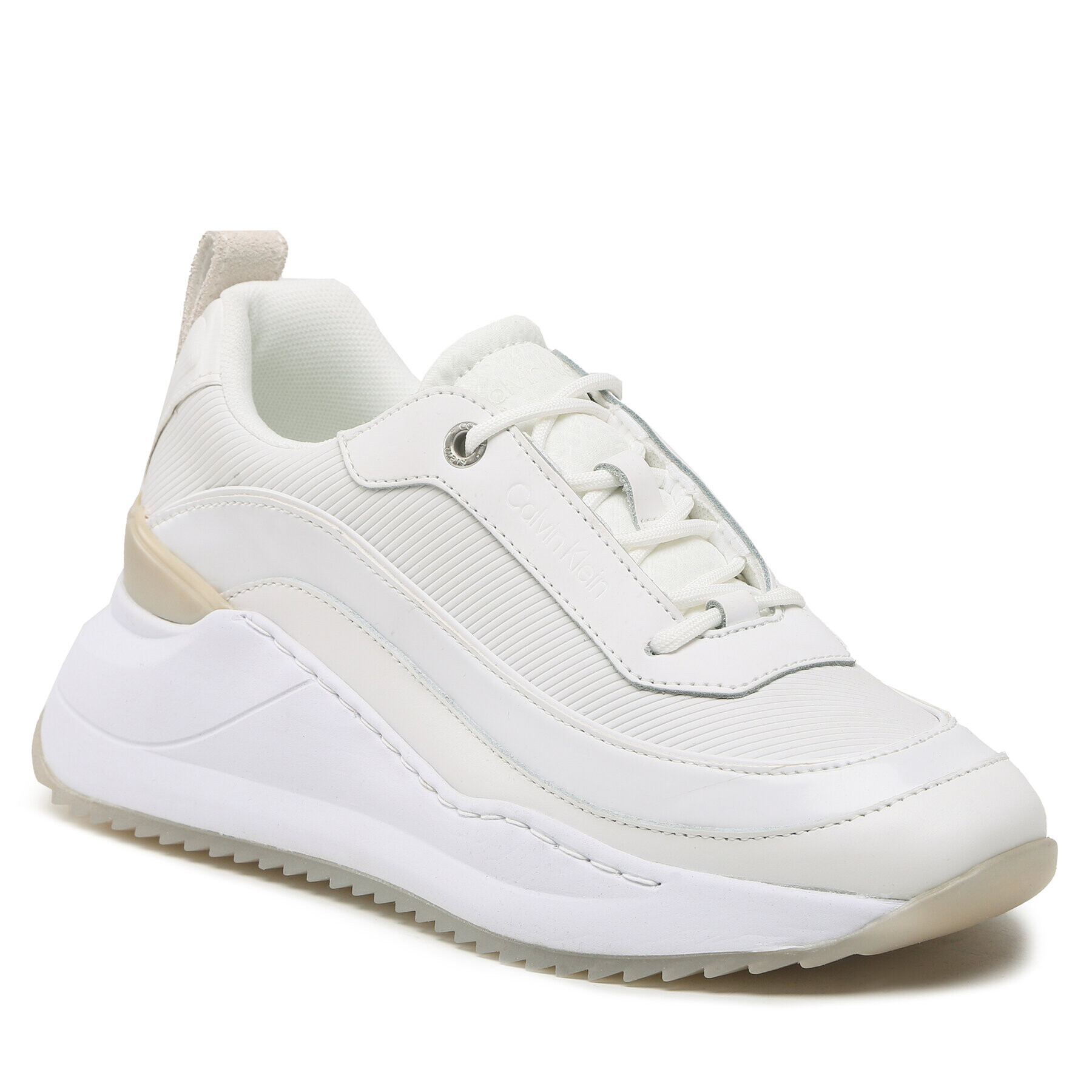 Calvin Klein Сникърси Interal Wedge Lace Up HW0HW01371 Бял - Pepit.bg