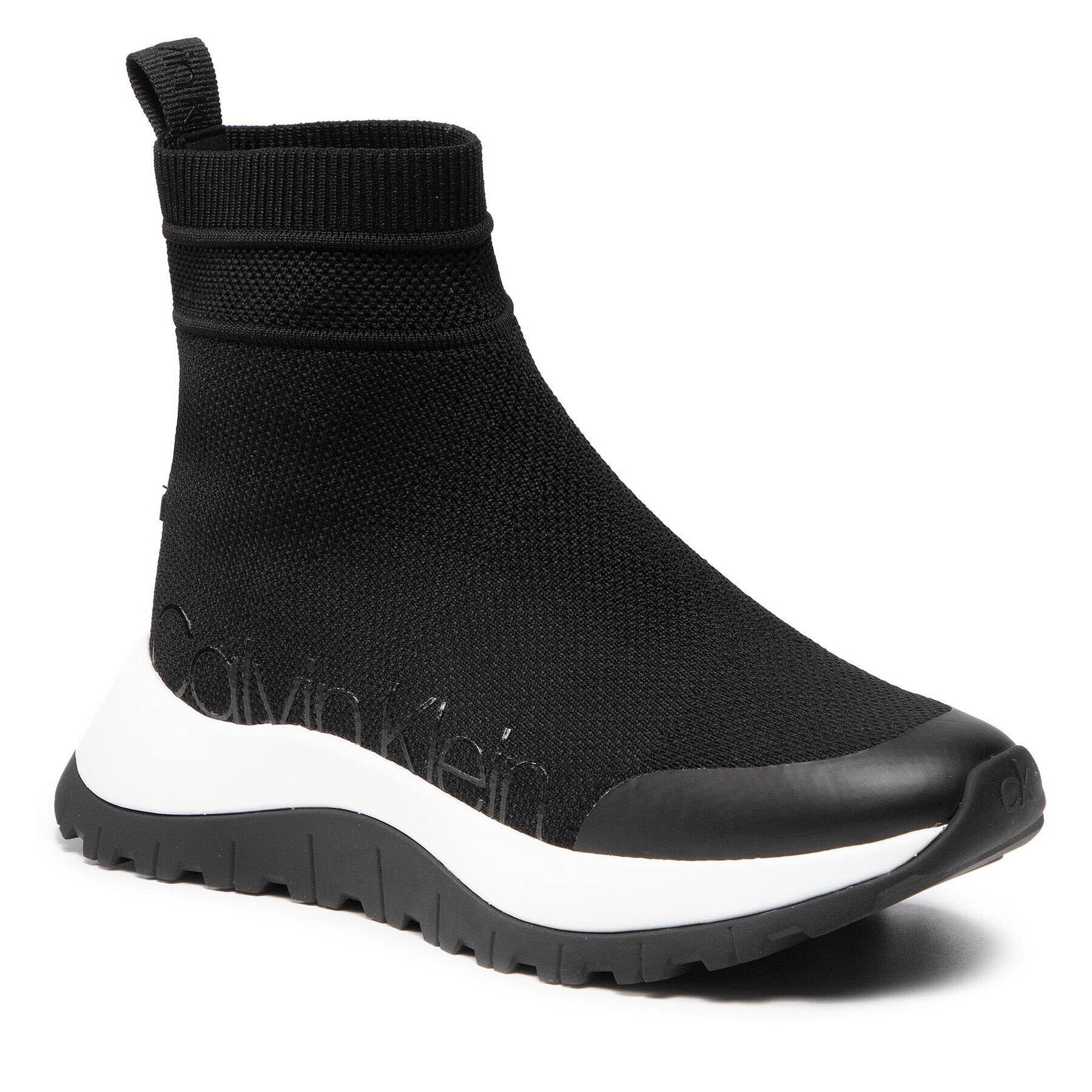 Calvin Klein Сникърси Knit Bootie 2D HW0HW00631 Черен - Pepit.bg
