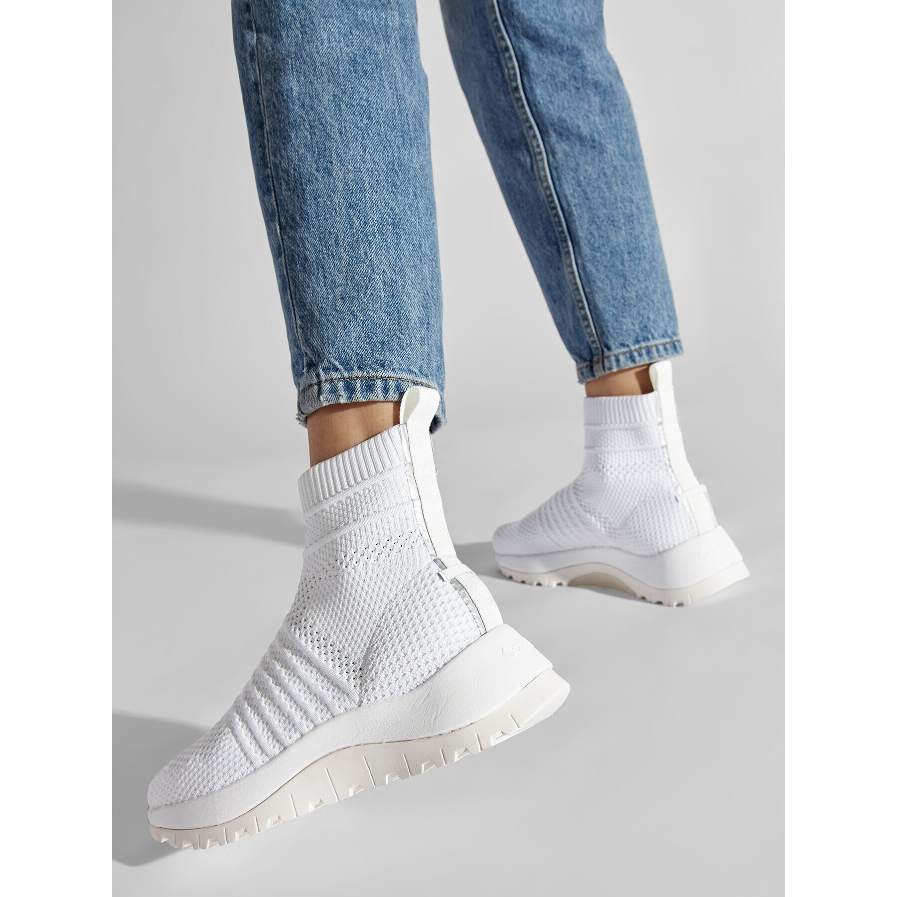 Calvin Klein Сникърси Knit Sock Boot HW0HW00673 Бял - Pepit.bg