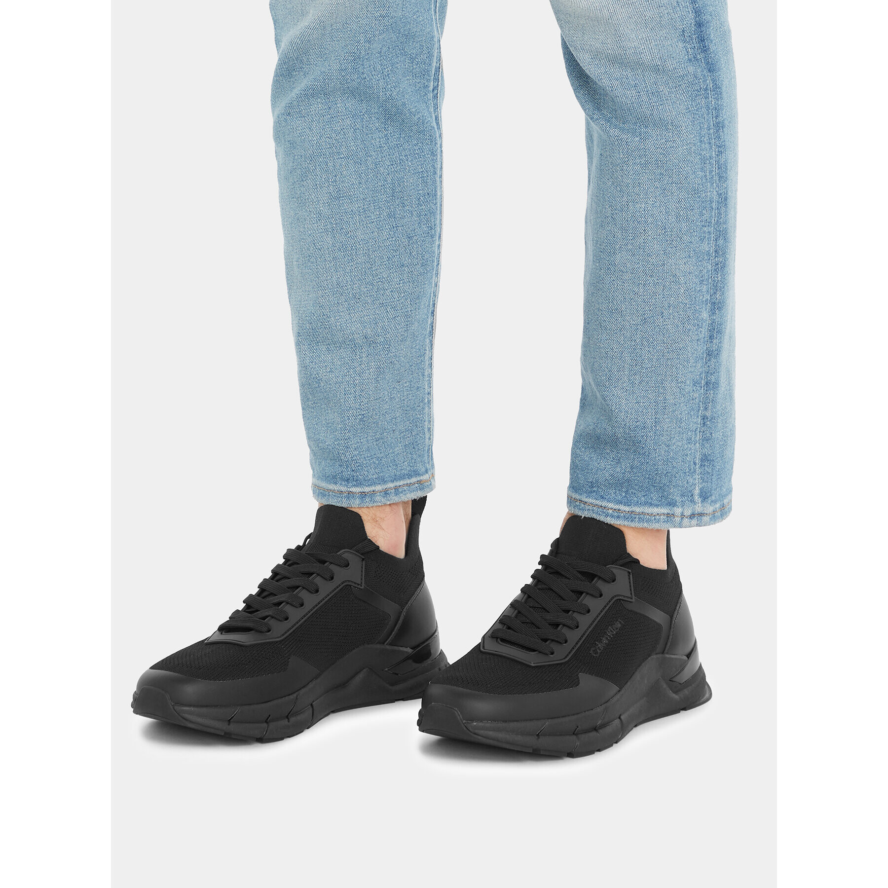 Calvin Klein Сникърси Low Top Lace Up Knit HM0HM01266 Черен - Pepit.bg