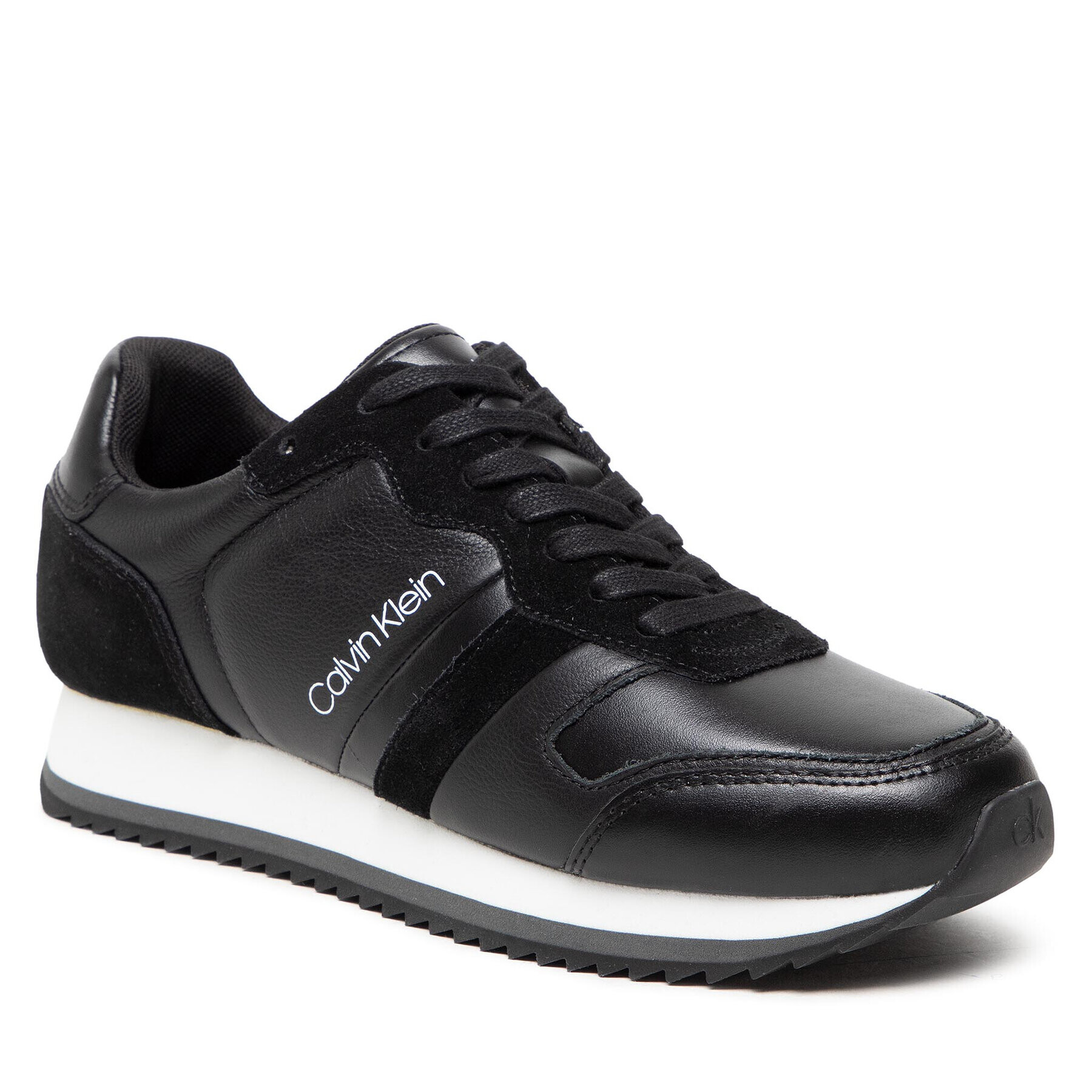 Calvin Klein Сникърси Low Top Lace Up Lth HM0HM00287 Черен - Pepit.bg