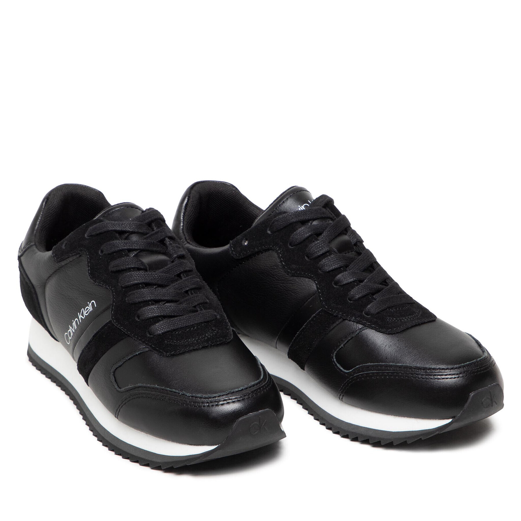 Calvin Klein Сникърси Low Top Lace Up Lth HM0HM00287 Черен - Pepit.bg