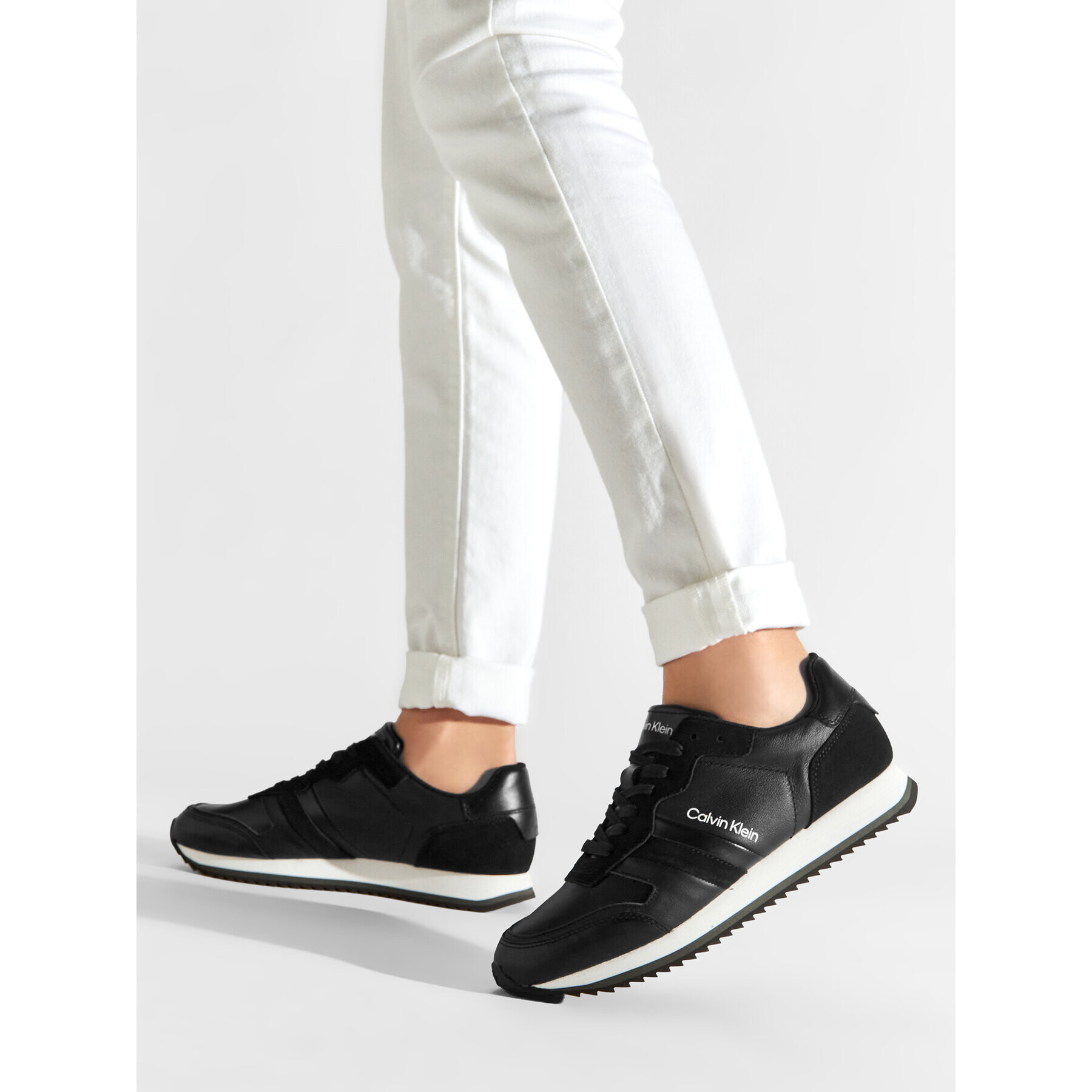 Calvin Klein Сникърси Low Top Lace Up Lth HM0HM00287 Черен - Pepit.bg