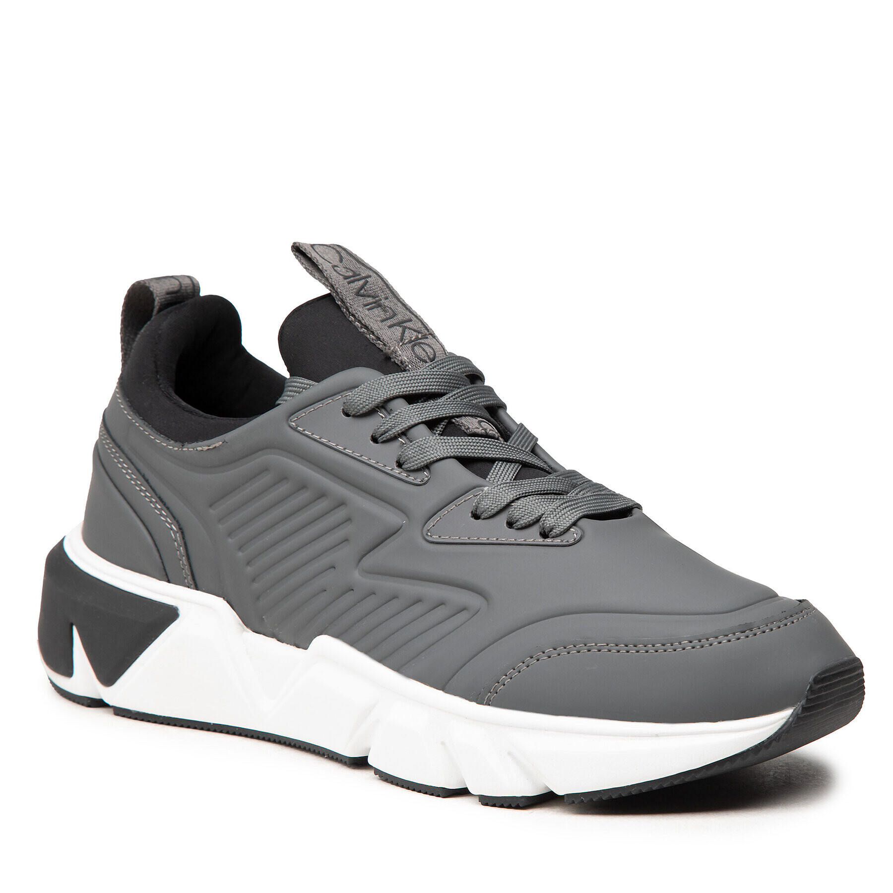 Calvin Klein Сникърси Low Top Lace Up Lth HM0HM00317 Сив - Pepit.bg