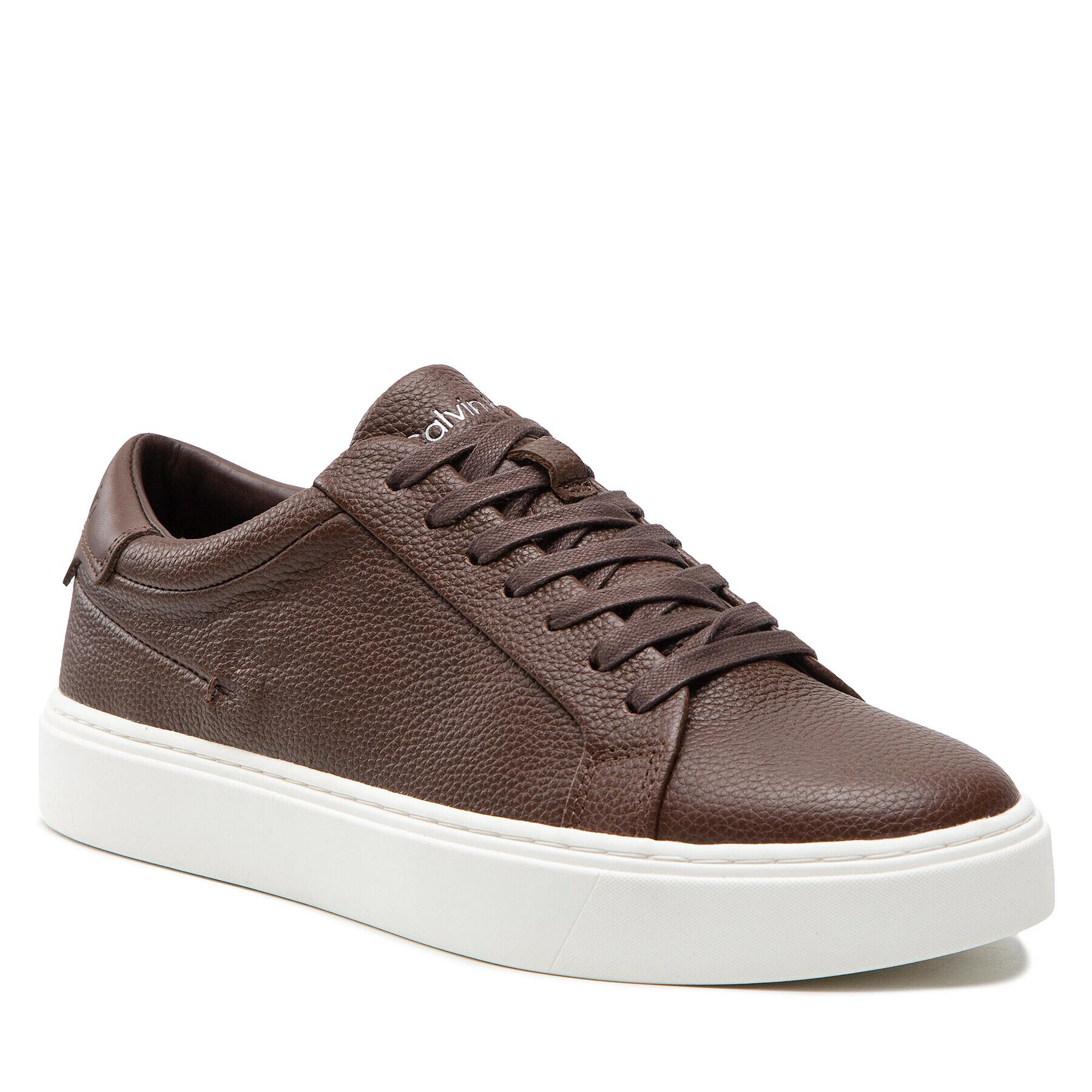 Calvin Klein Сникърси Low Top Lace Up Lth HM0HM00742 Кафяв - Pepit.bg