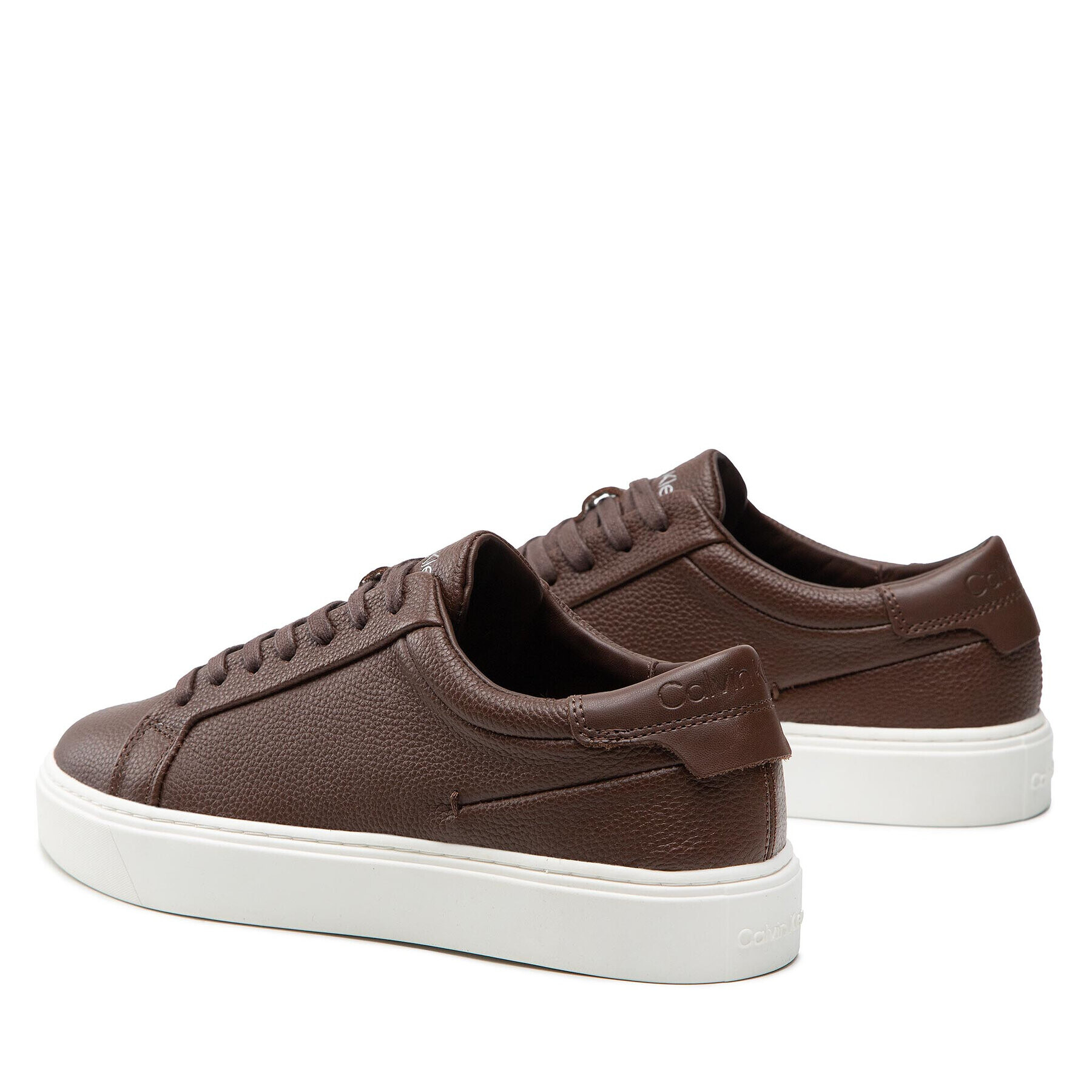 Calvin Klein Сникърси Low Top Lace Up Lth HM0HM00742 Кафяв - Pepit.bg