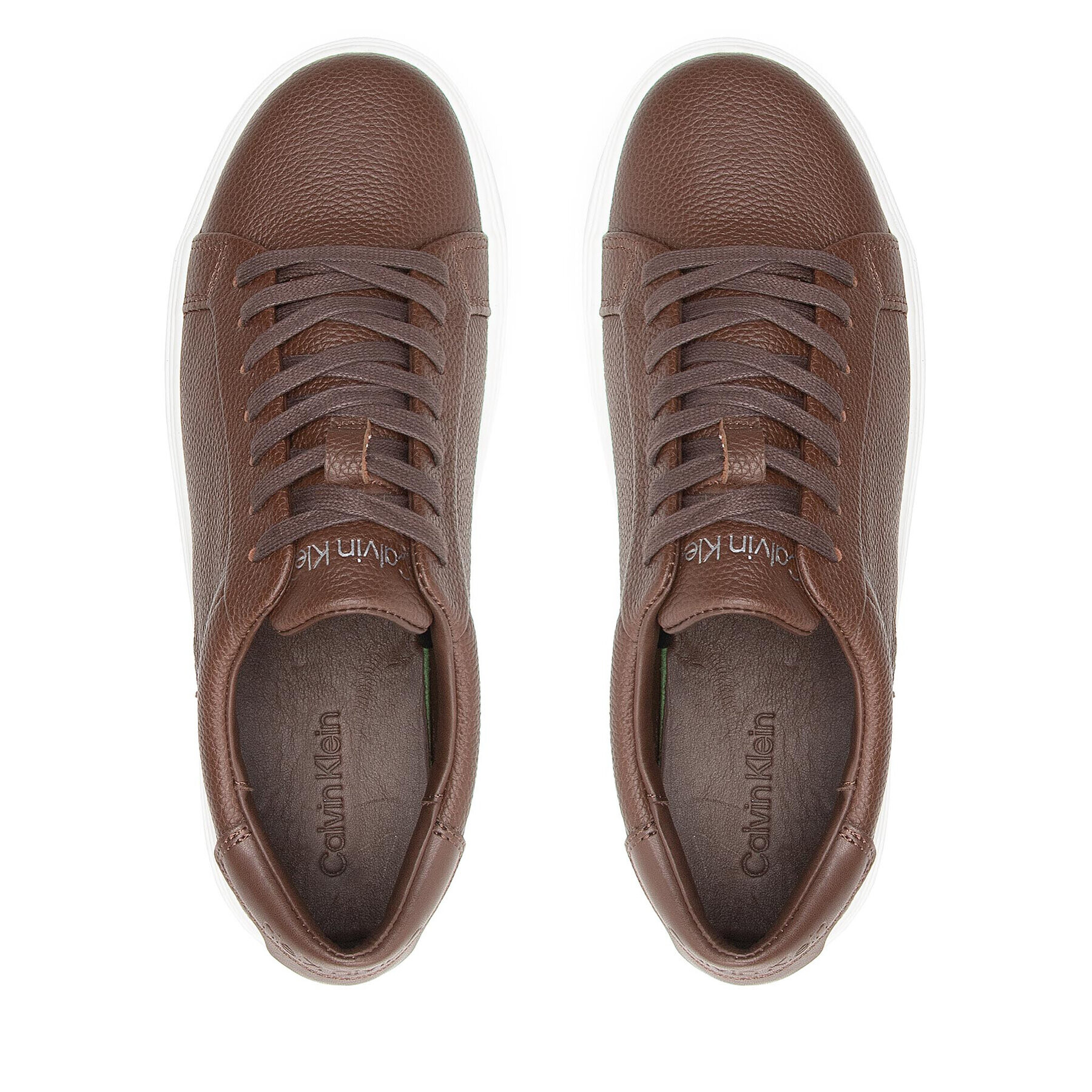 Calvin Klein Сникърси Low Top Lace Up Lth HM0HM00742 Кафяв - Pepit.bg