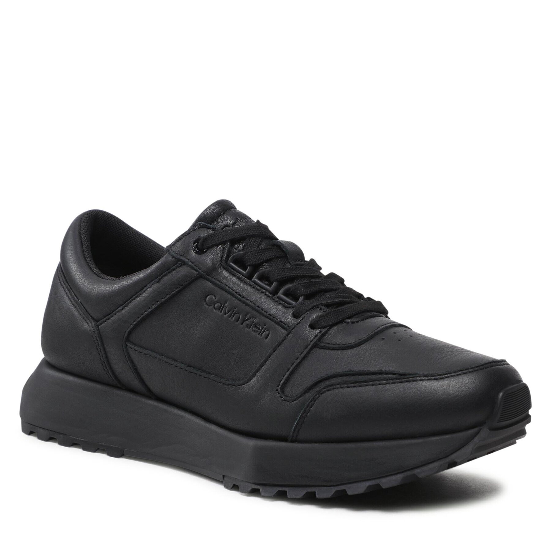 Calvin Klein Сникърси Low Top Lace Up Lth HM0HM00747 Черен - Pepit.bg