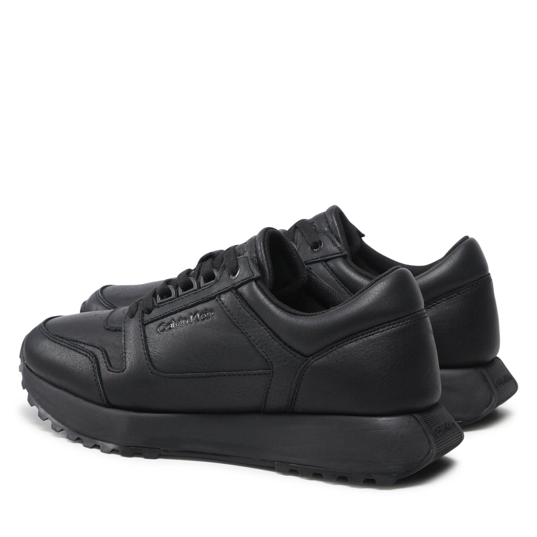 Calvin Klein Сникърси Low Top Lace Up Lth HM0HM00747 Черен - Pepit.bg