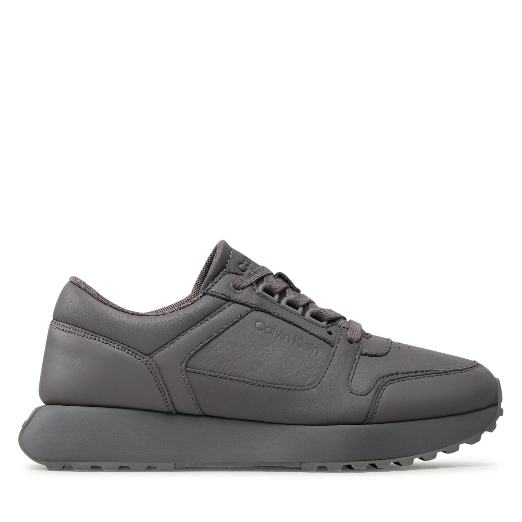 Calvin Klein Сникърси Low Top Lace Up Lth HM0HM00747 Сив - Pepit.bg