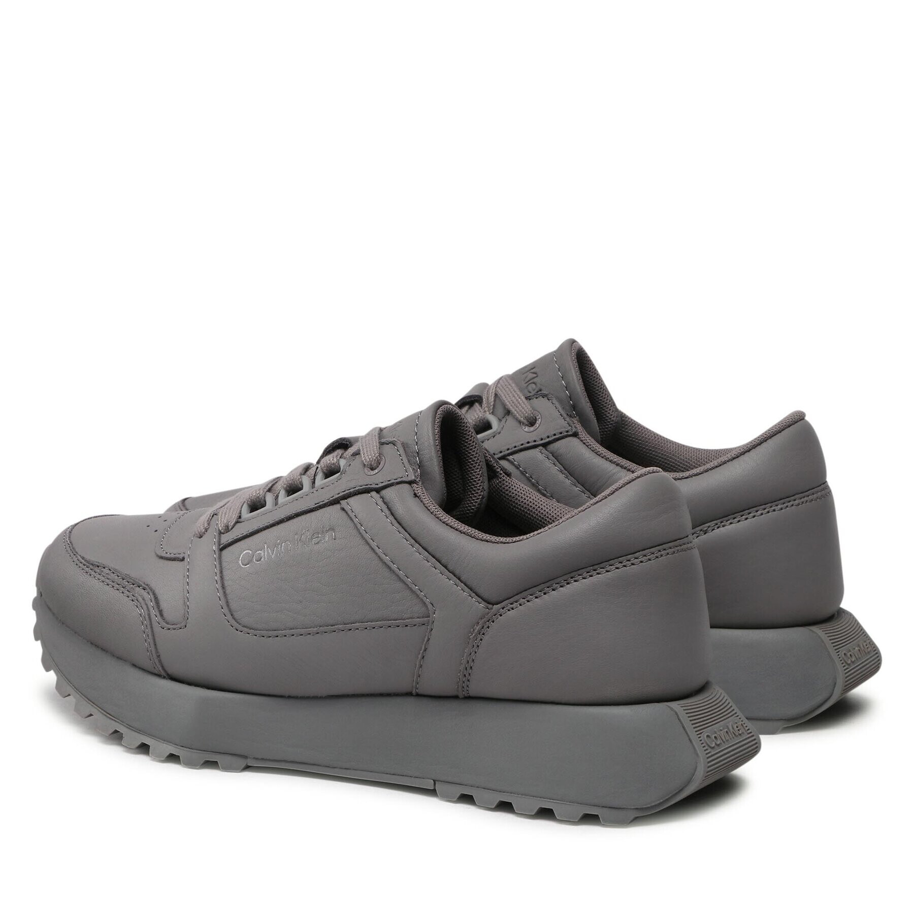Calvin Klein Сникърси Low Top Lace Up Lth HM0HM00747 Сив - Pepit.bg