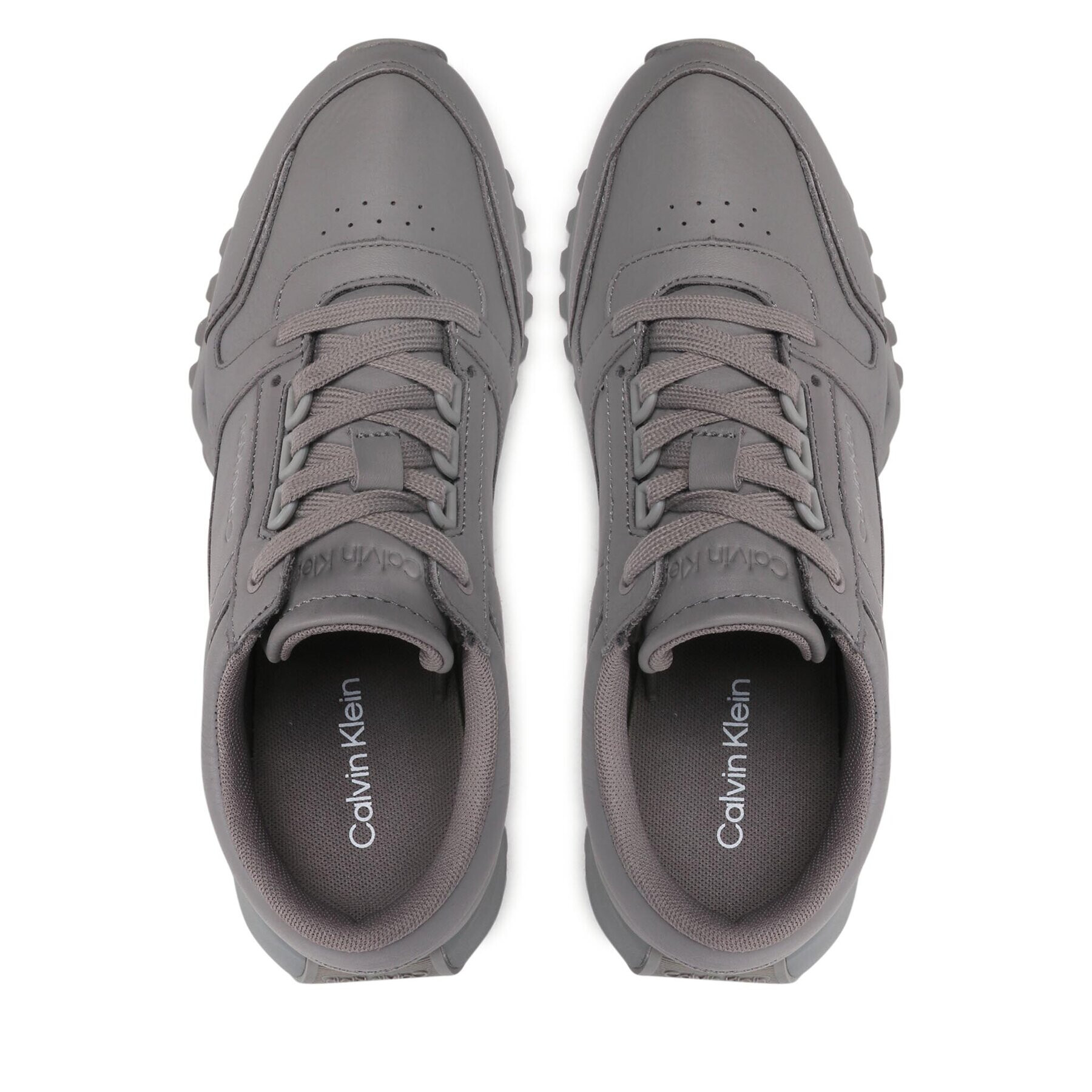 Calvin Klein Сникърси Low Top Lace Up Lth HM0HM00747 Сив - Pepit.bg