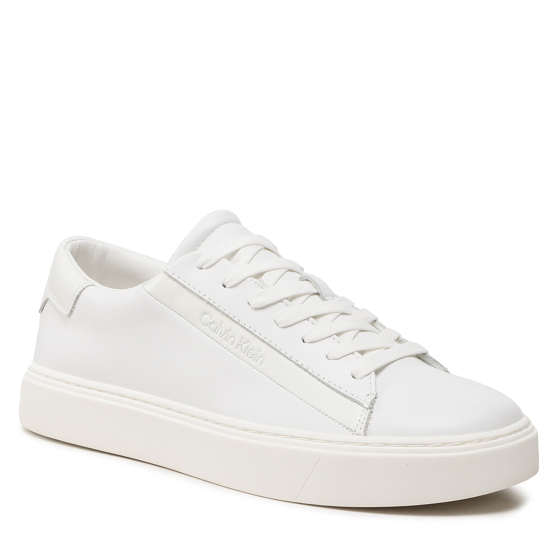 Calvin Klein Сникърси Low Top Lace Up Lth HM0HM00861 Бял - Pepit.bg