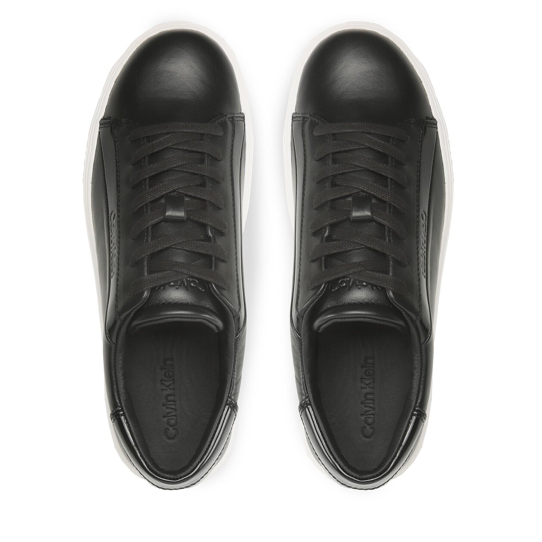 Calvin Klein Сникърси Low Top Lace Up Lth HM0HM00861 Черен - Pepit.bg