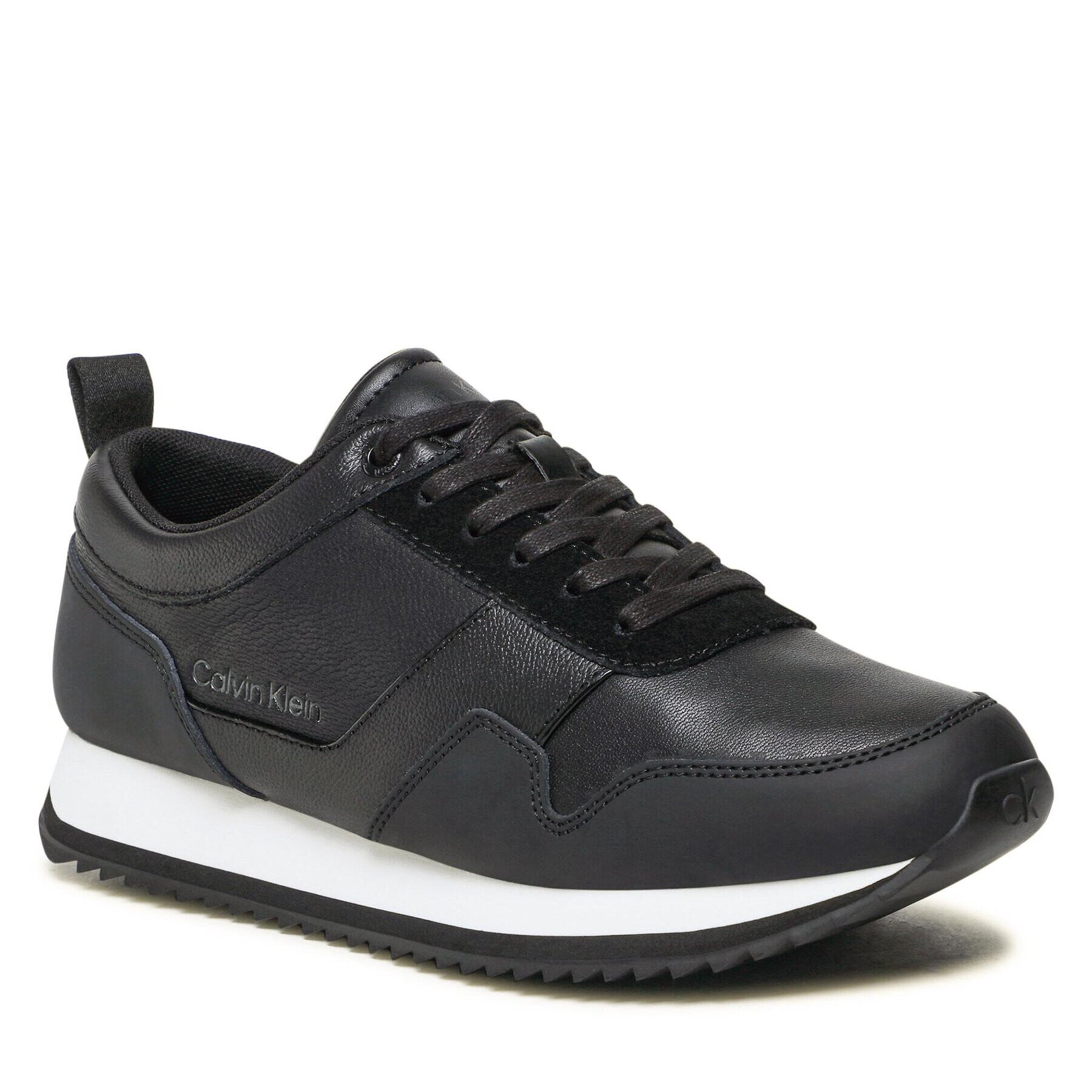 Calvin Klein Сникърси Low Top Lace Up Lth HM0HM00998 Черен - Pepit.bg