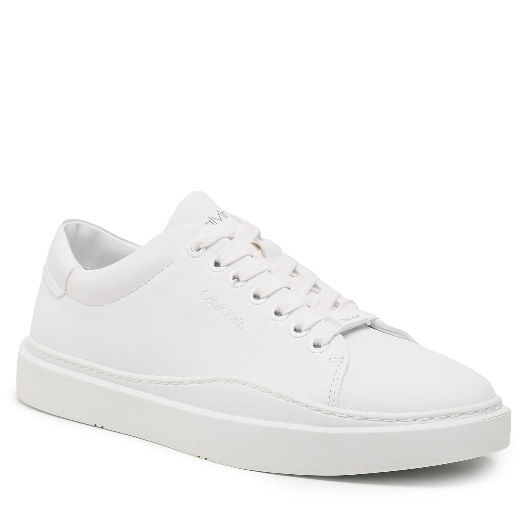 Calvin Klein Сникърси Low Top Lace Up Lth HM0HM01051 Бял - Pepit.bg