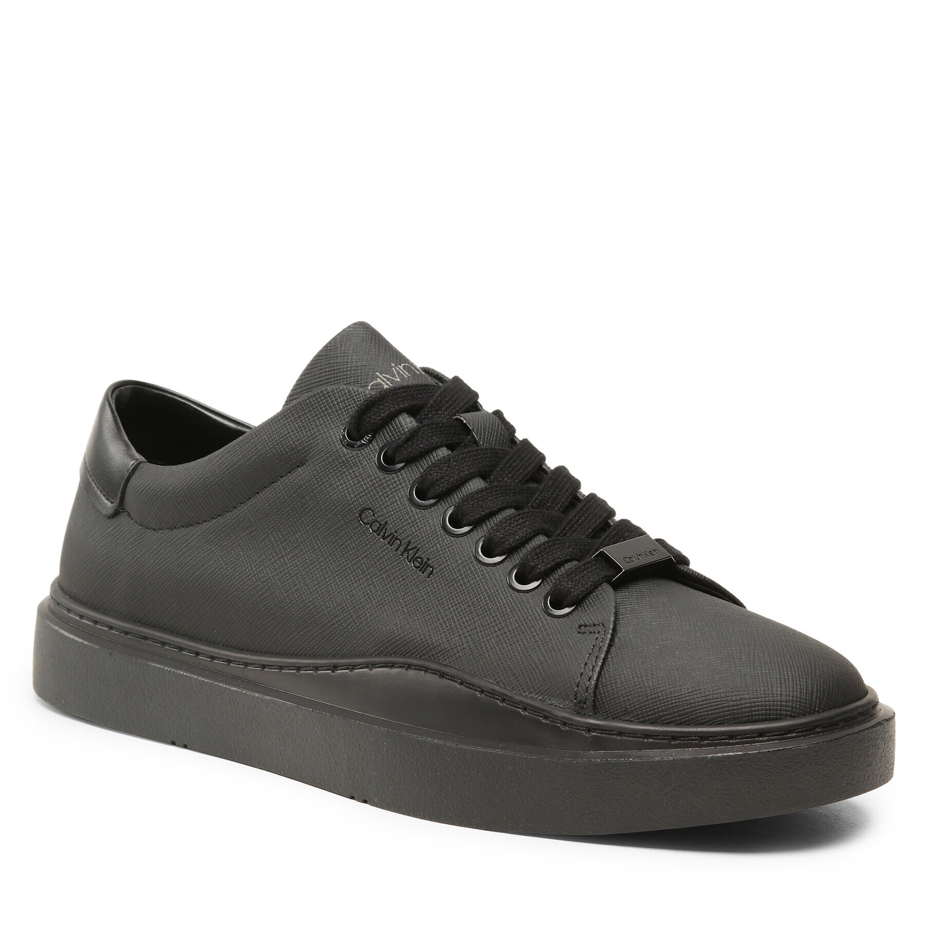 Calvin Klein Сникърси Low Top Lace Up Lth HM0HM01051 Черен - Pepit.bg