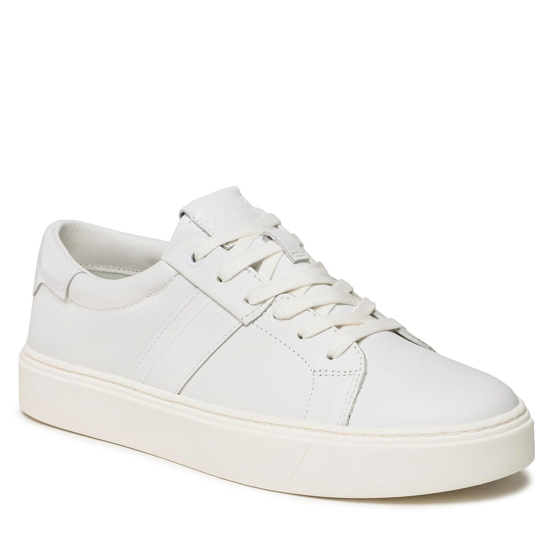 Calvin Klein Сникърси Low Top Lace Up Lth HM0HM01055 Бял - Pepit.bg