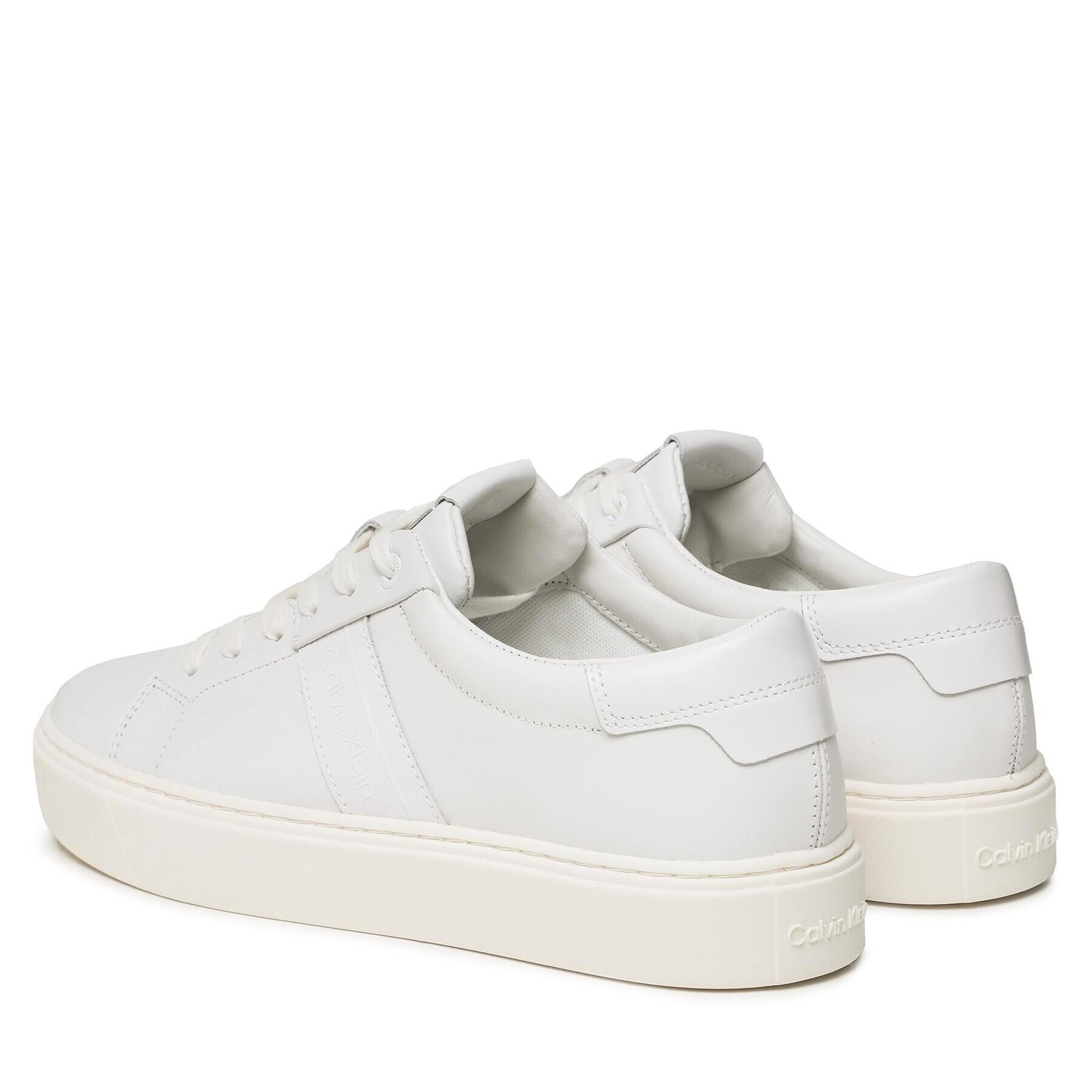 Calvin Klein Сникърси Low Top Lace Up Lth HM0HM01055 Бял - Pepit.bg