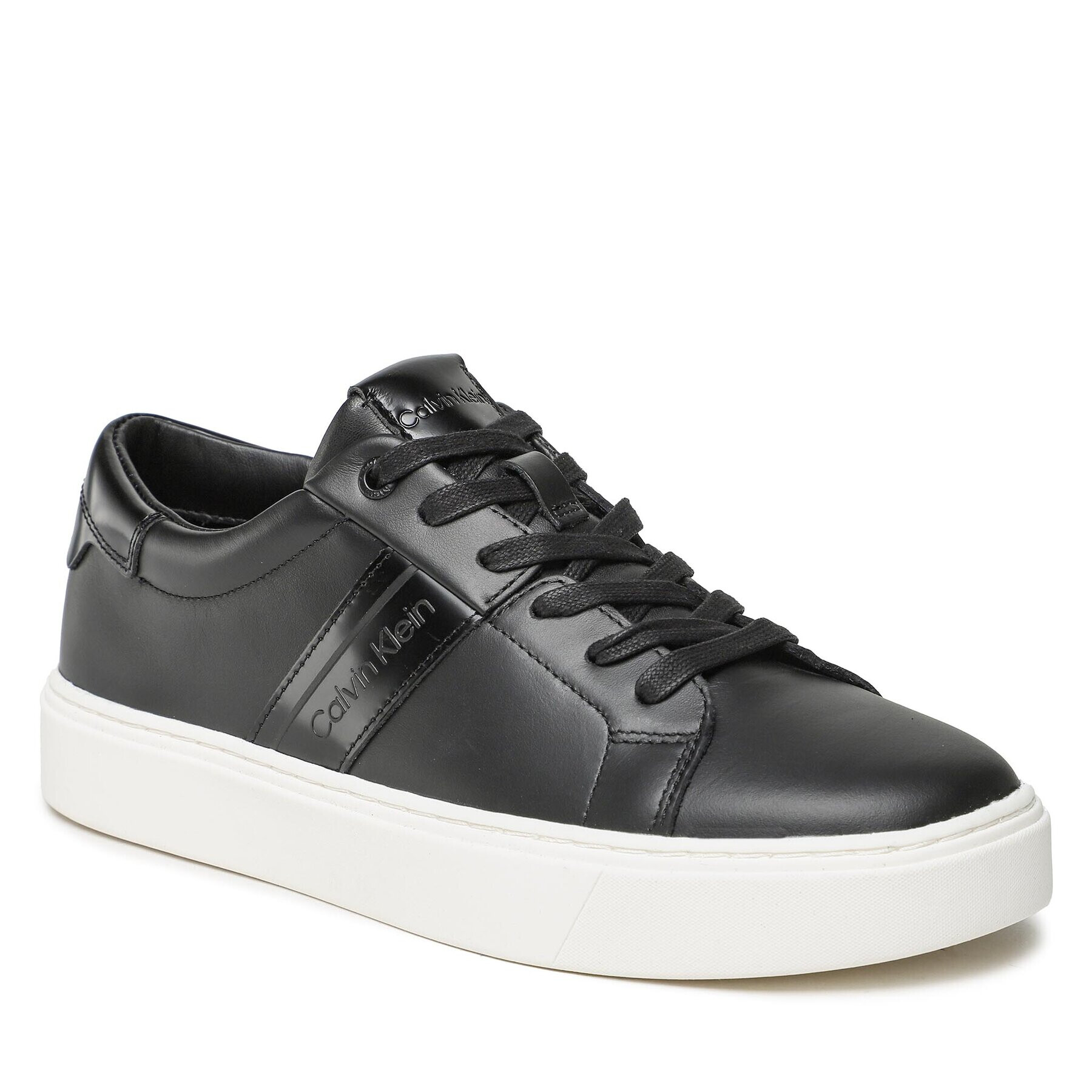 Calvin Klein Сникърси Low Top Lace Up Lth HM0HM01055 Черен - Pepit.bg