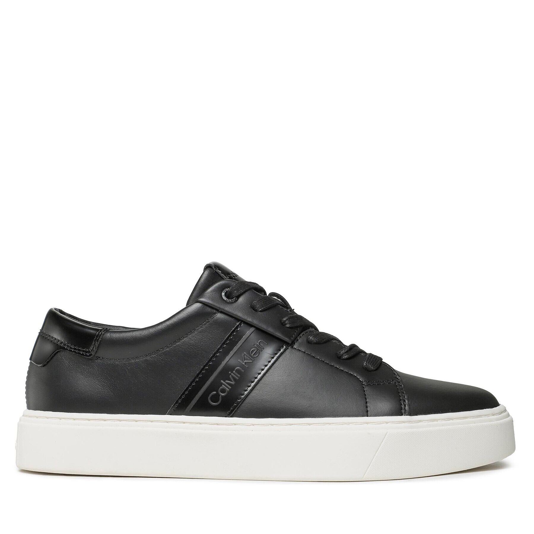 Calvin Klein Сникърси Low Top Lace Up Lth HM0HM01055 Черен - Pepit.bg