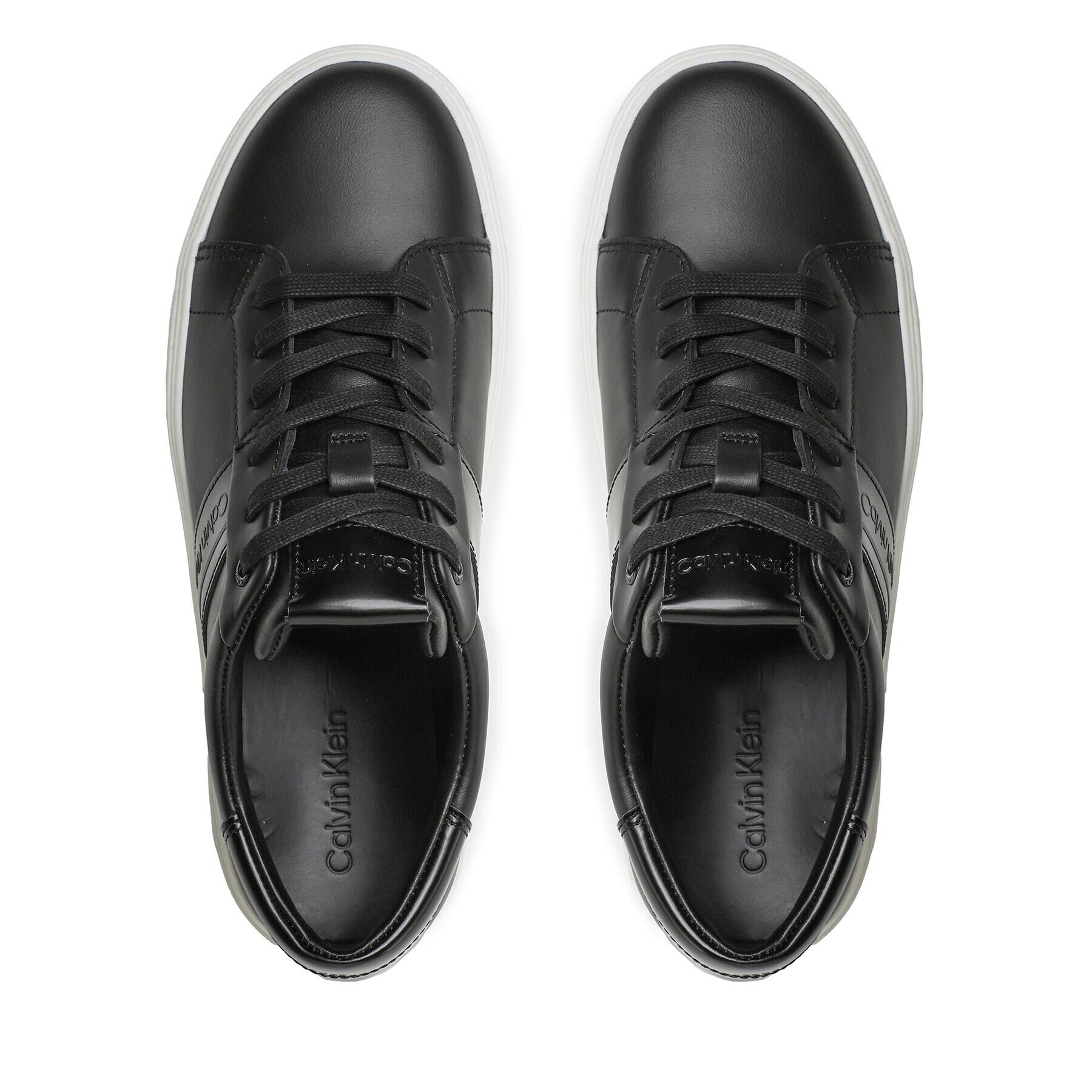 Calvin Klein Сникърси Low Top Lace Up Lth HM0HM01055 Черен - Pepit.bg