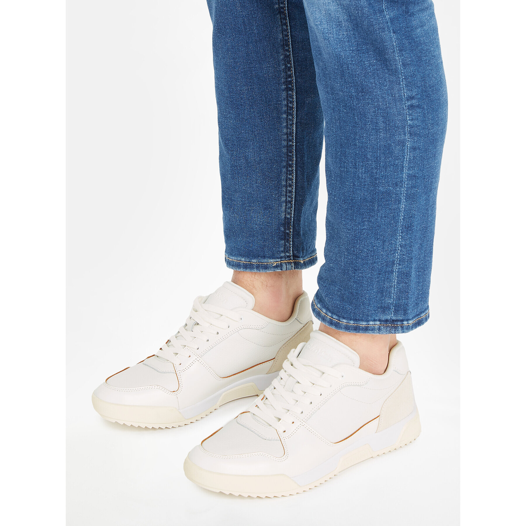 Calvin Klein Сникърси Low Top Lace Up Lth HM0HM01173 Бял - Pepit.bg