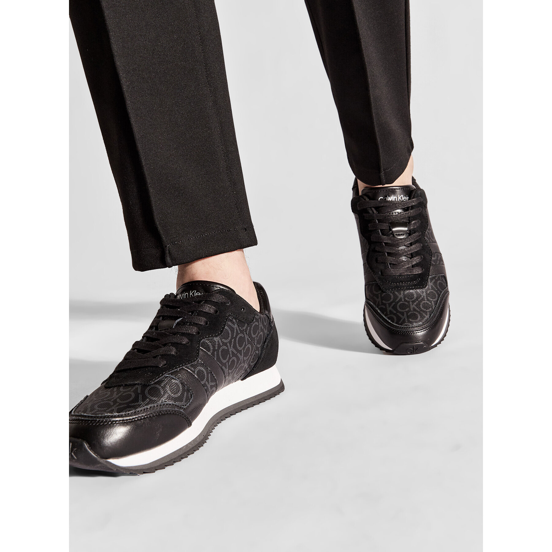 Calvin Klein Сникърси Low Top Lace Up Lth Mono HM0HM00537 Черен - Pepit.bg