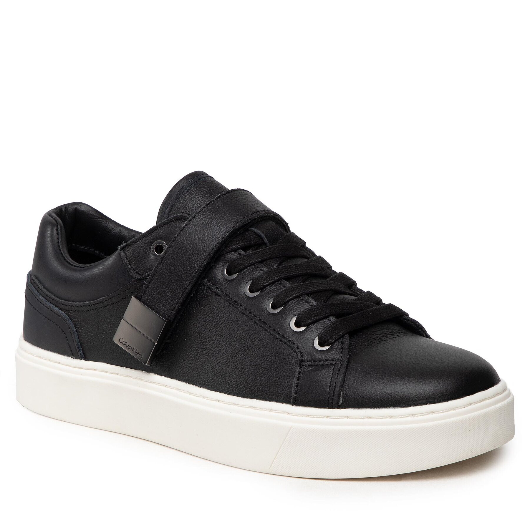 Calvin Klein Сникърси Low Top Lace Up W/Plaque HM0HM00919 Черен - Pepit.bg