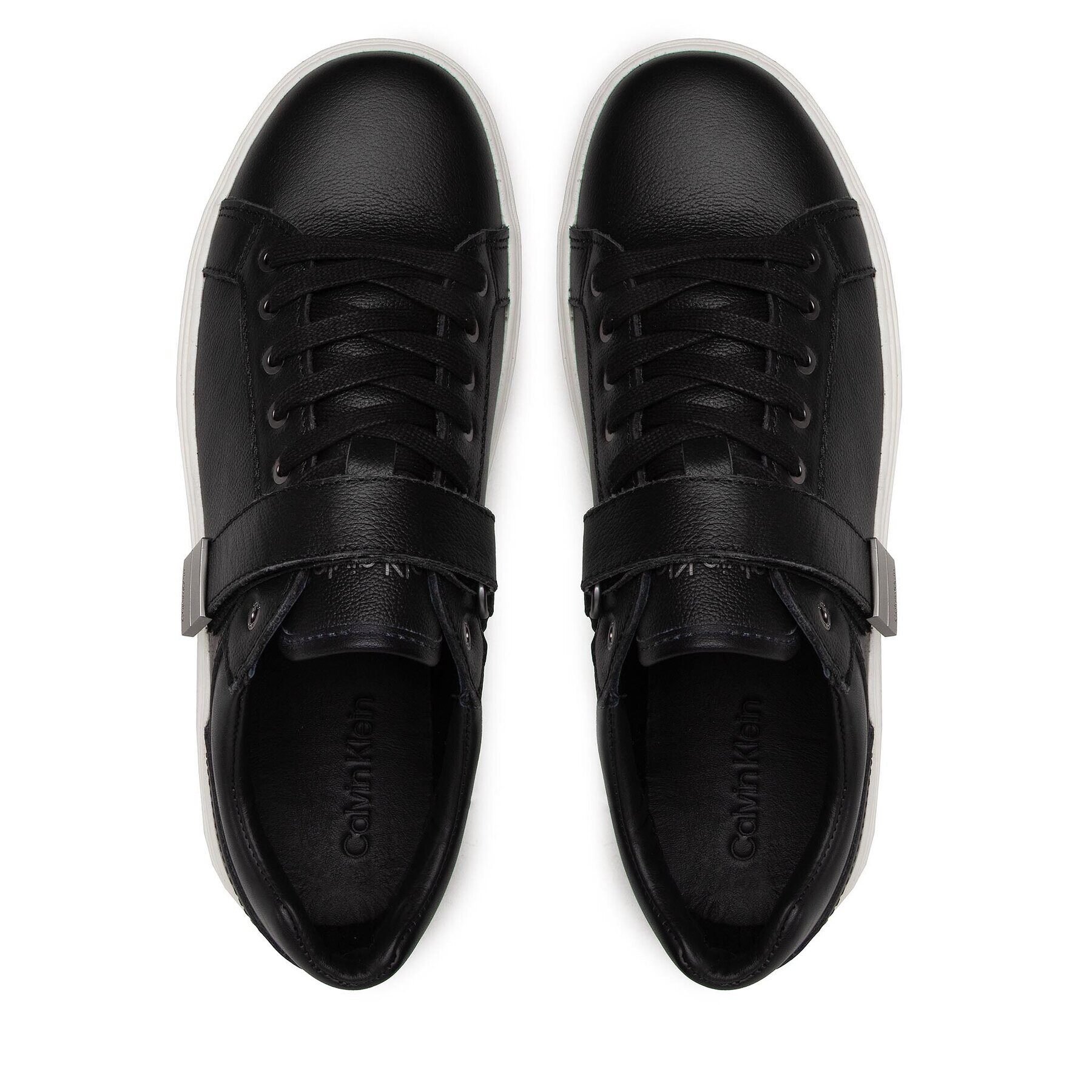 Calvin Klein Сникърси Low Top Lace Up W/Plaque HM0HM00919 Черен - Pepit.bg