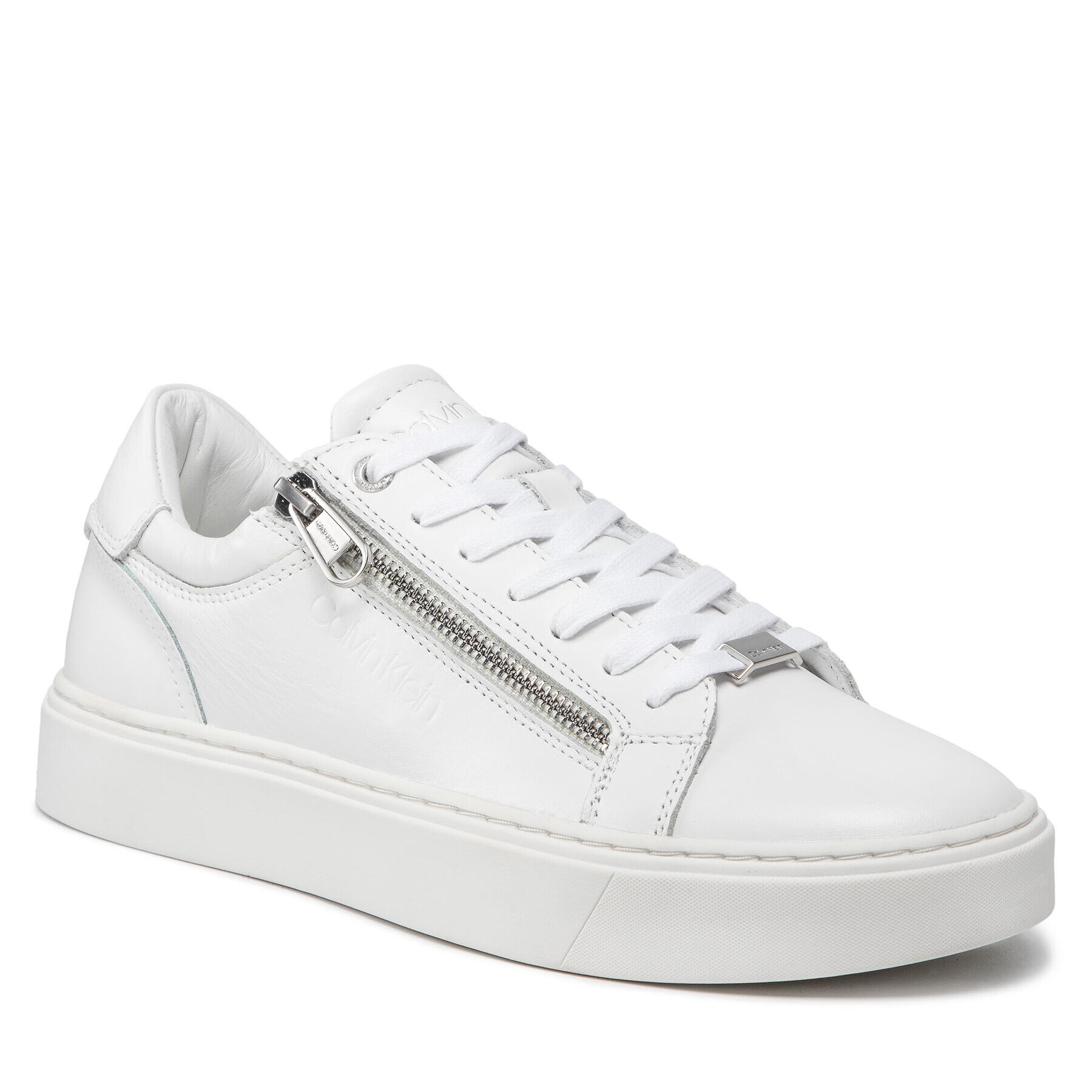 Calvin Klein Сникърси Low Top Lace Up W/Zip HM0HM00311 Бял - Pepit.bg