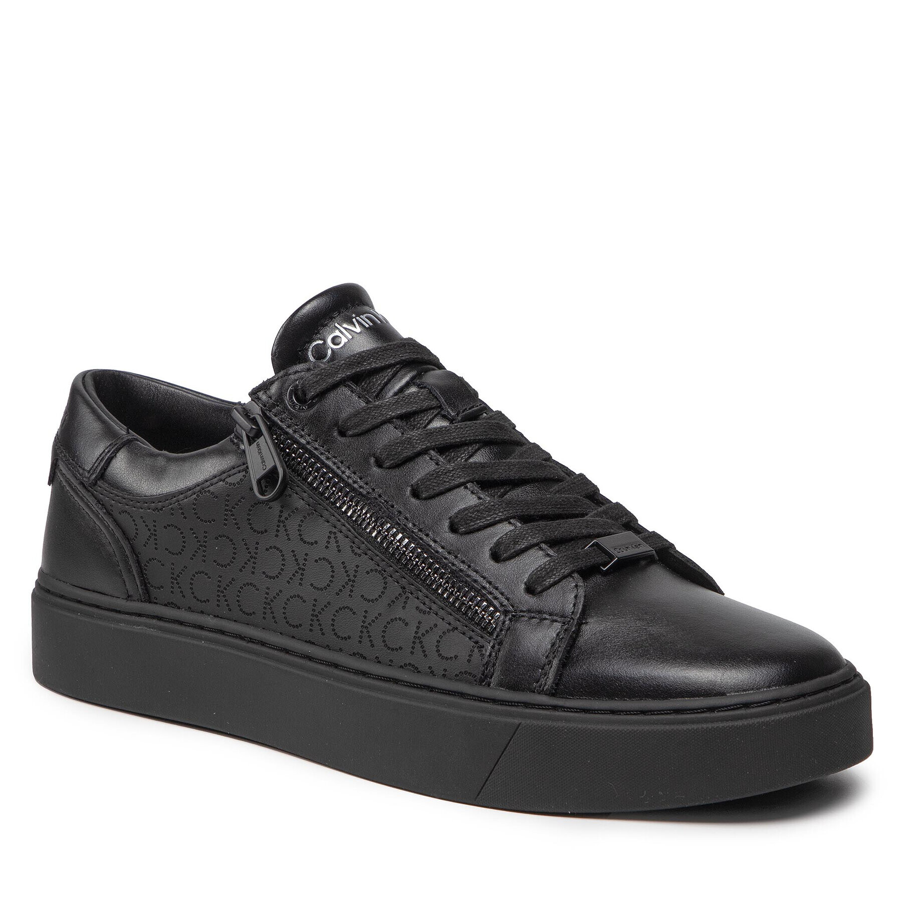 Calvin Klein Сникърси Low Top Lace Up W Zip Mono HM0HM00282 Черен - Pepit.bg