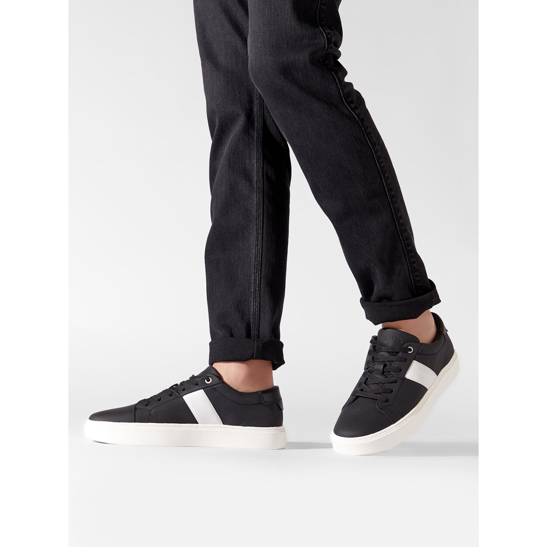 Calvin Klein Сникърси Low Top Lace Up Web HM0HM00621 Черен - Pepit.bg